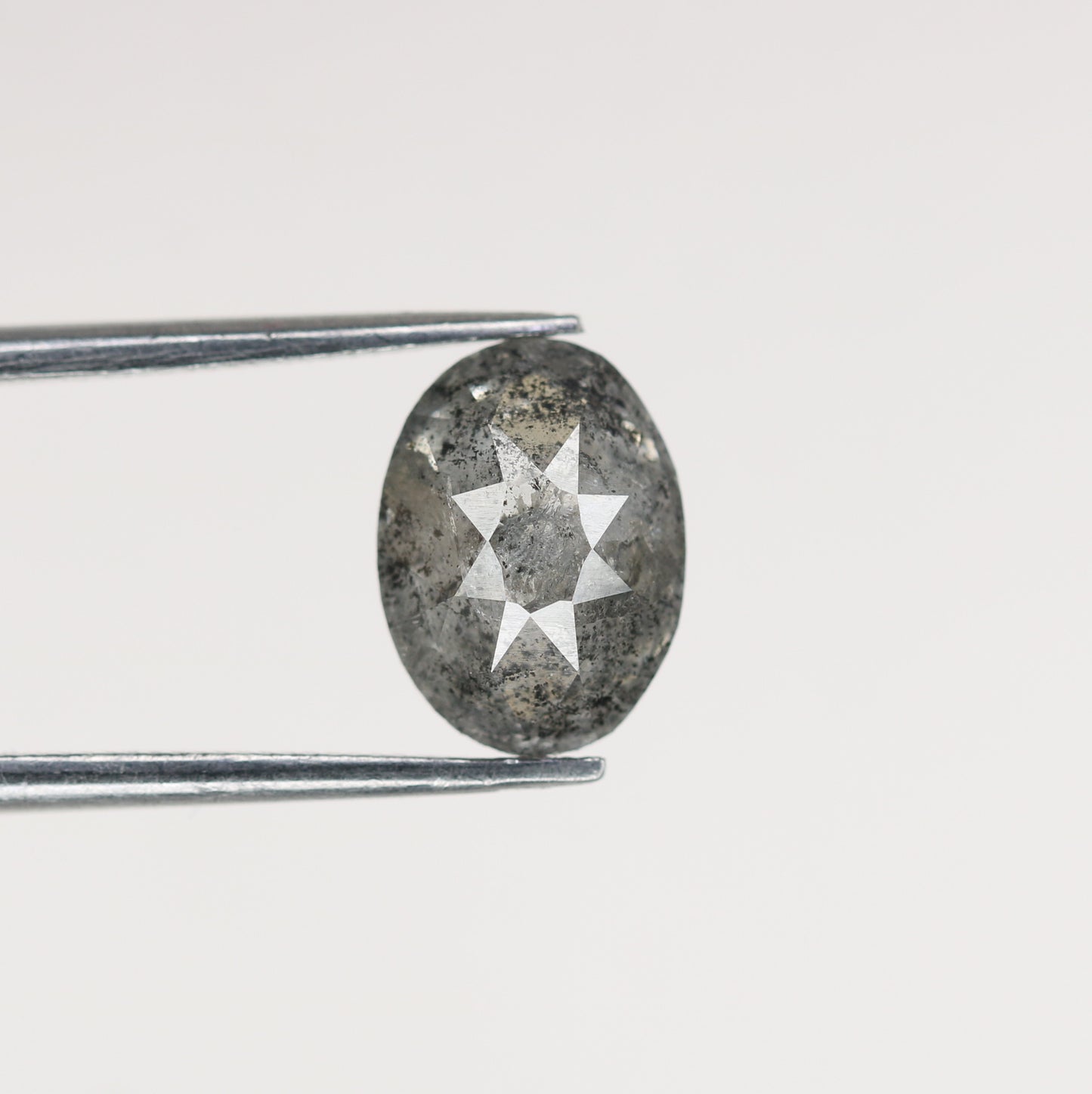 2.76 CT Natural Grey Galaxy Oval Shape Salt And Pepper Diamond For Her - JayKrishna Diamond