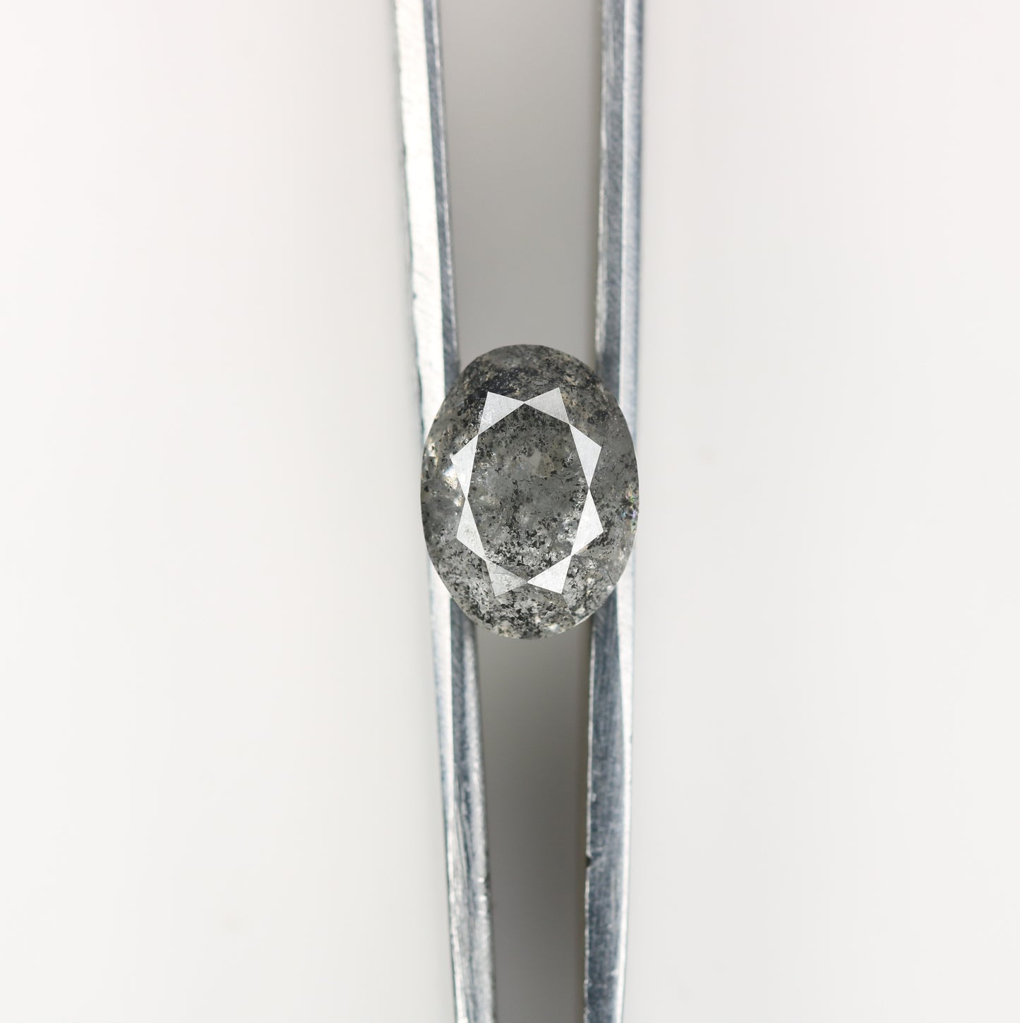 2.76 CT Natural Grey Galaxy Oval Shape Salt And Pepper Diamond For Her - JayKrishna Diamond