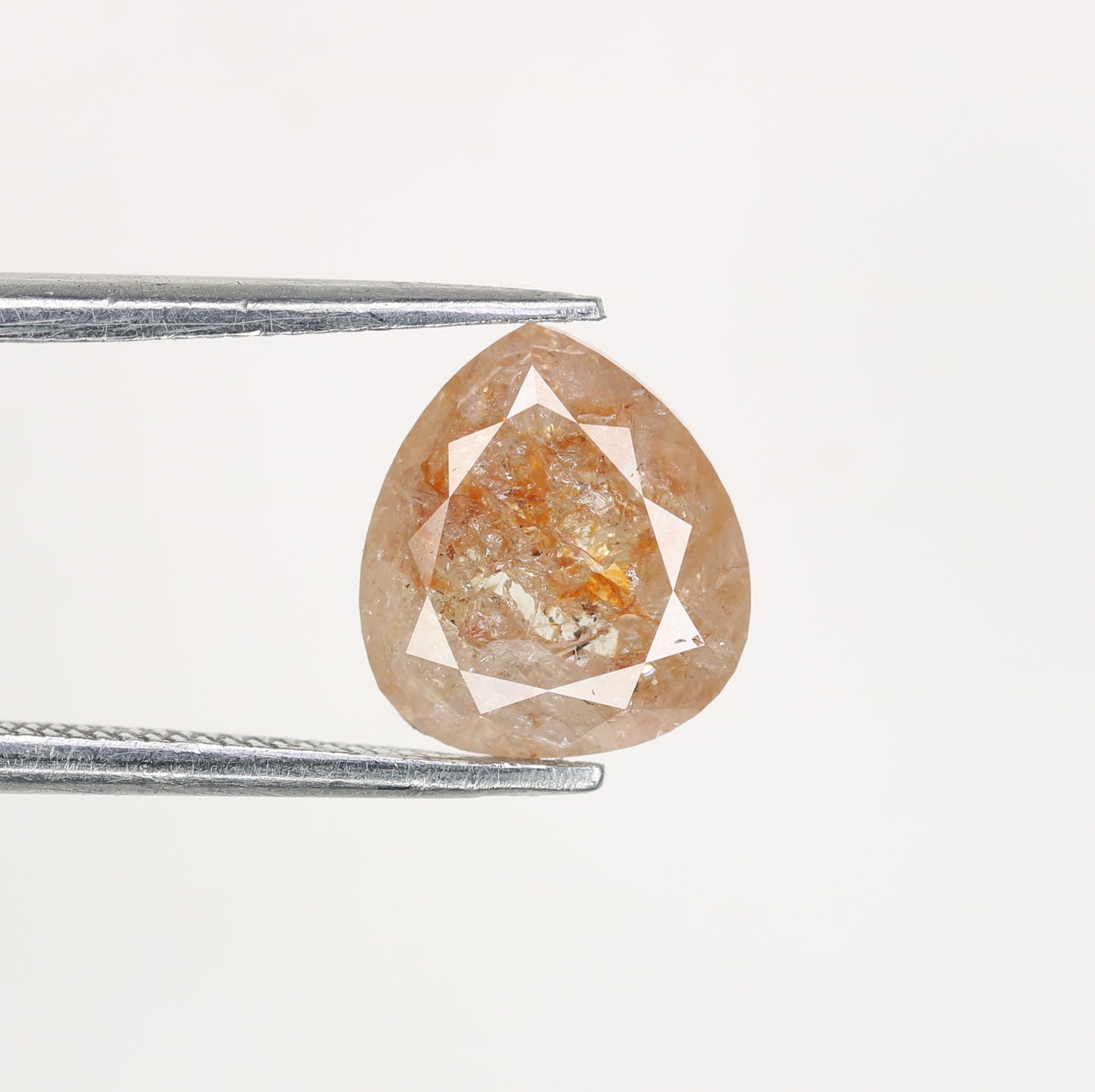 2.69 CT Natural Peach Color Galaxy Pear Shape Salt And Pepper Diamond For Her - JayKrishna Diamond