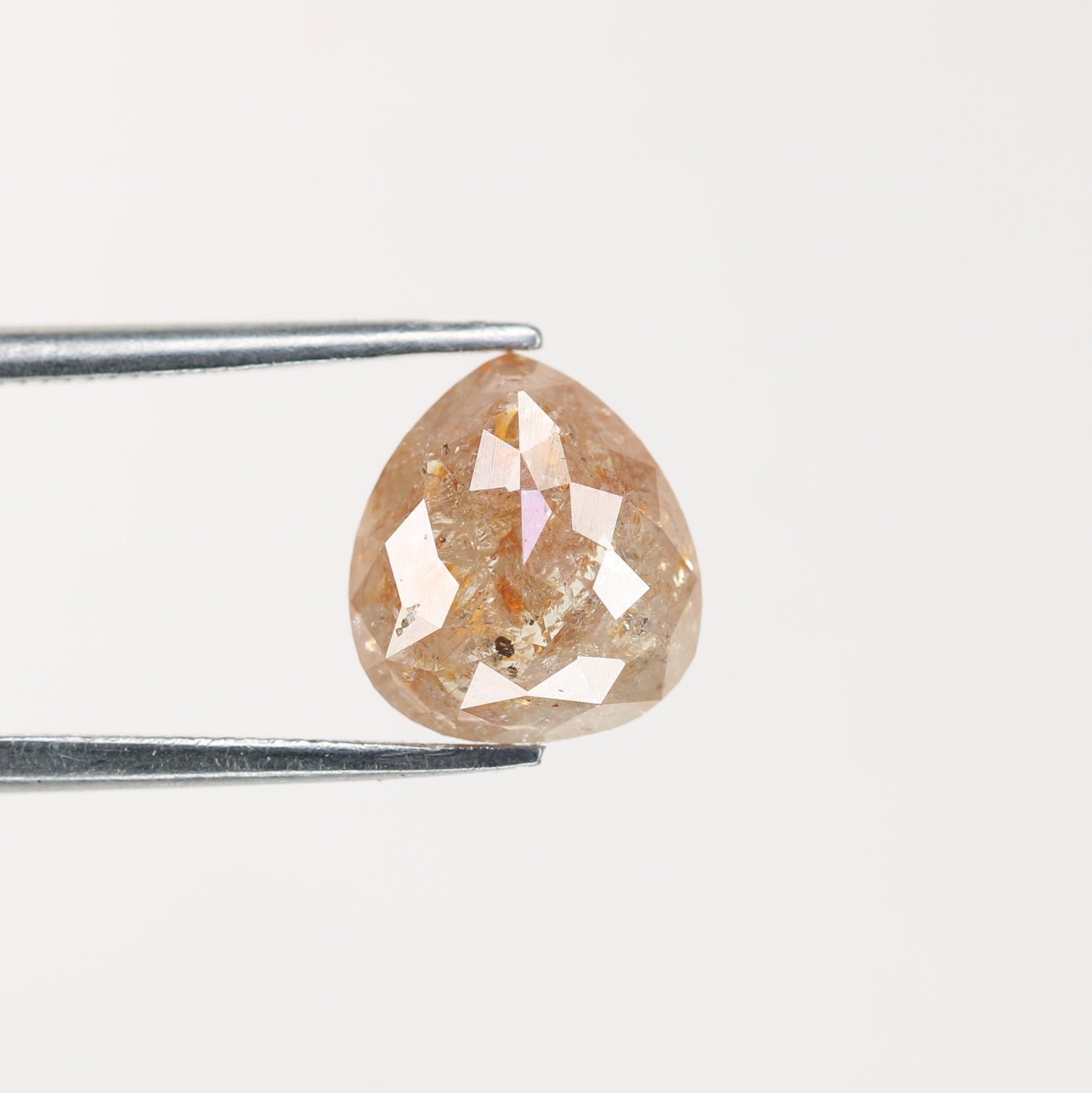 2.69 CT Natural Peach Color Galaxy Pear Shape Salt And Pepper Diamond For Her - JayKrishna Diamond