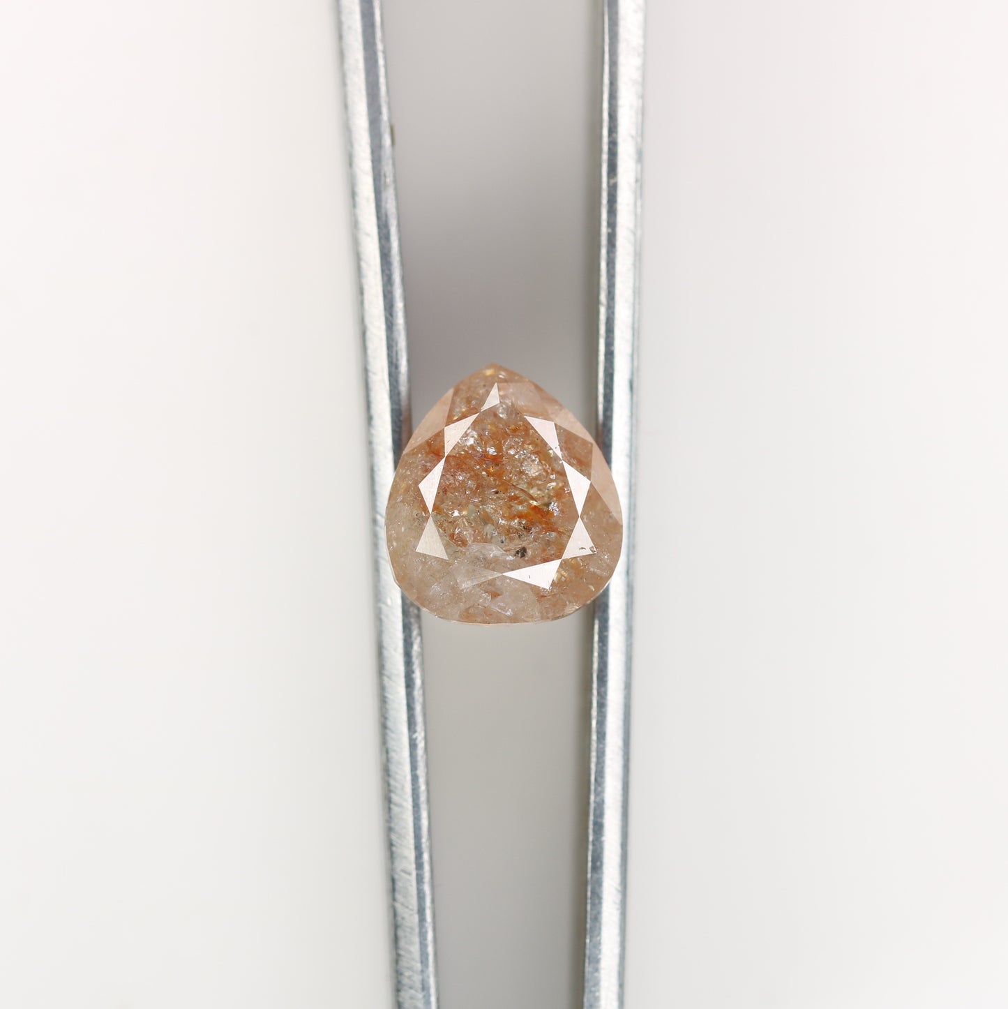 2.69 CT Natural Peach Color Galaxy Pear Shape Salt And Pepper Diamond For Her - JayKrishna Diamond