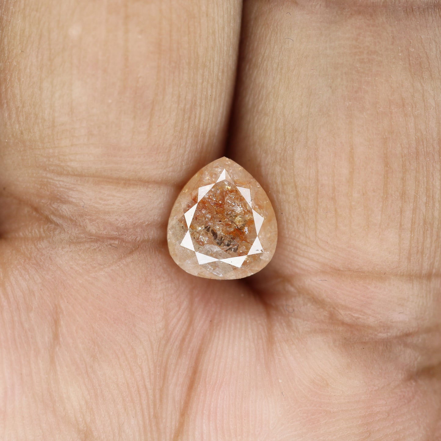 2.69 CT Natural Peach Color Galaxy Pear Shape Salt And Pepper Diamond For Her - JayKrishna Diamond