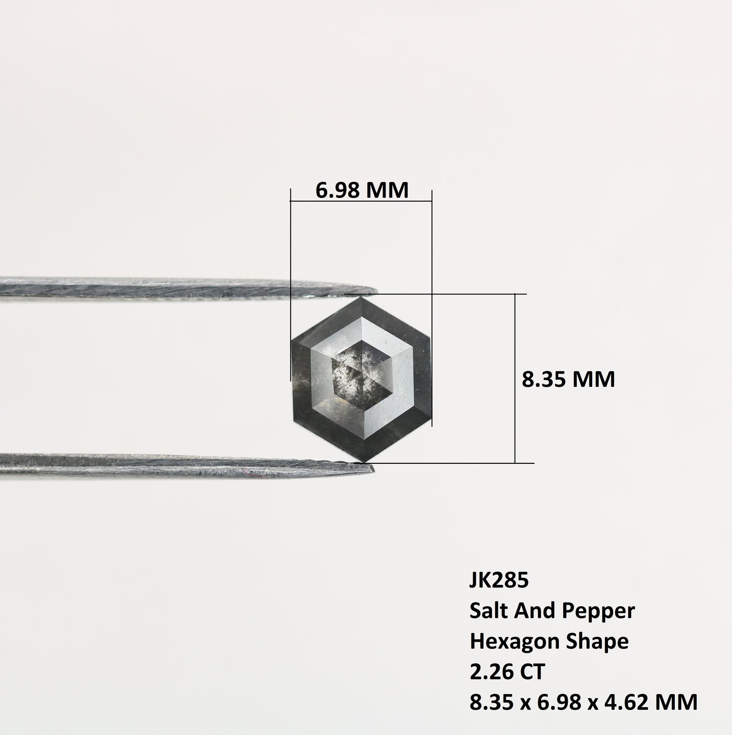 2.26 CT Natural Grey Galaxy Hexagon Shape Salt And Pepper Diamond For Her - JayKrishna Diamond