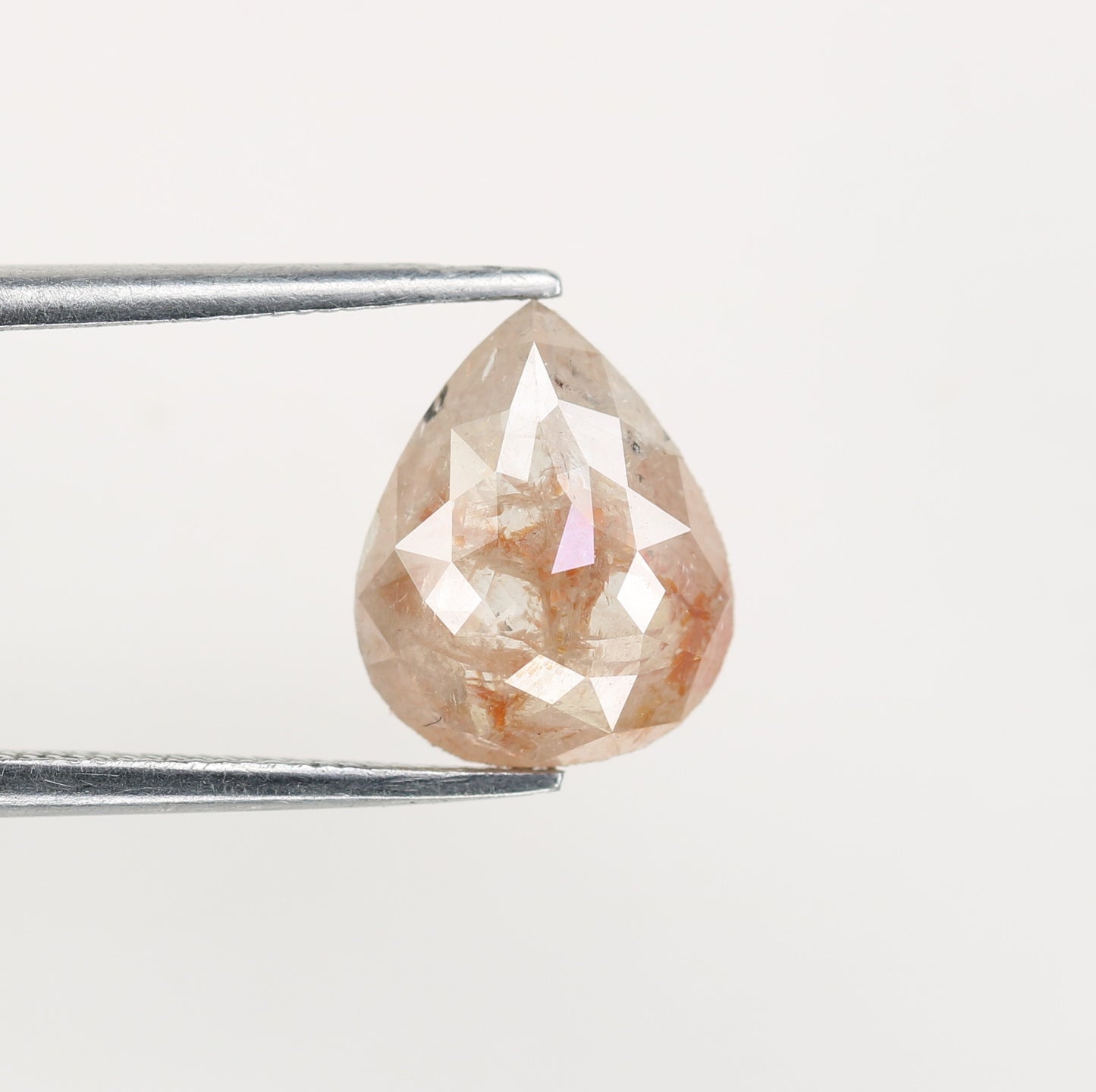 1.90 CT Natural Peach Color Galaxy Pear Shape Salt And Pepper Diamond For Her - JayKrishna Diamond