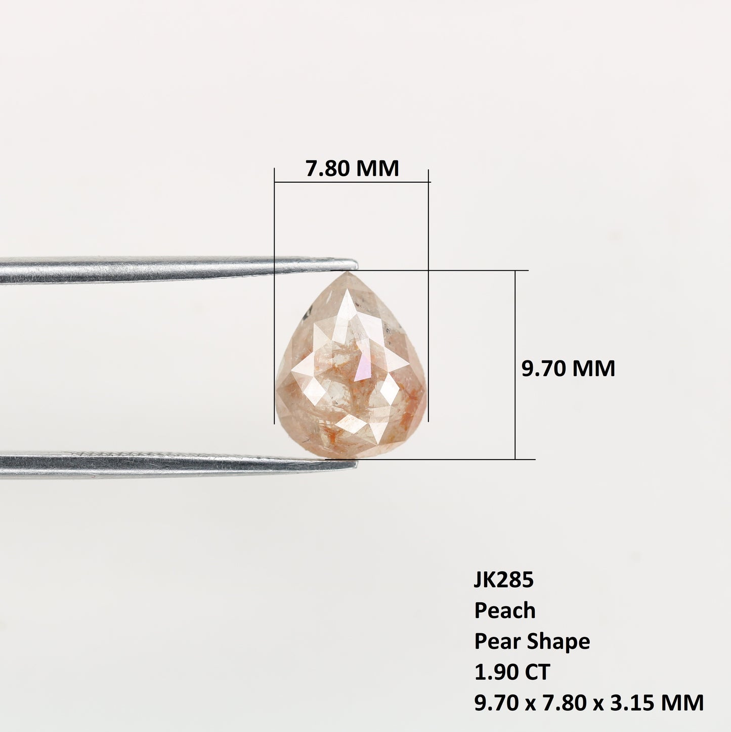1.90 CT Natural Peach Color Galaxy Pear Shape Salt And Pepper Diamond For Her - JayKrishna Diamond