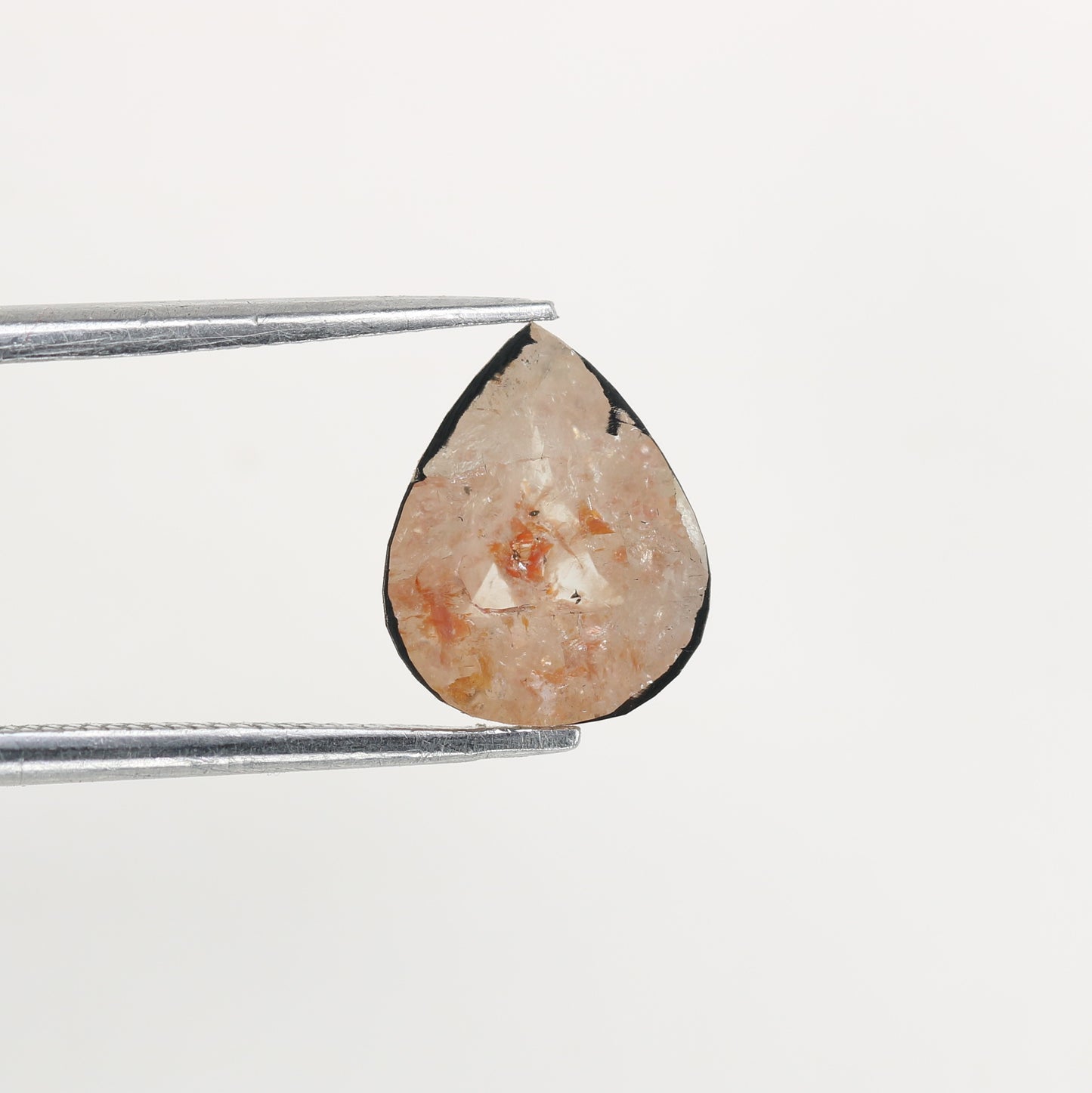 1.90 CT Natural Peach Color Galaxy Pear Shape Salt And Pepper Diamond For Her - JayKrishna Diamond