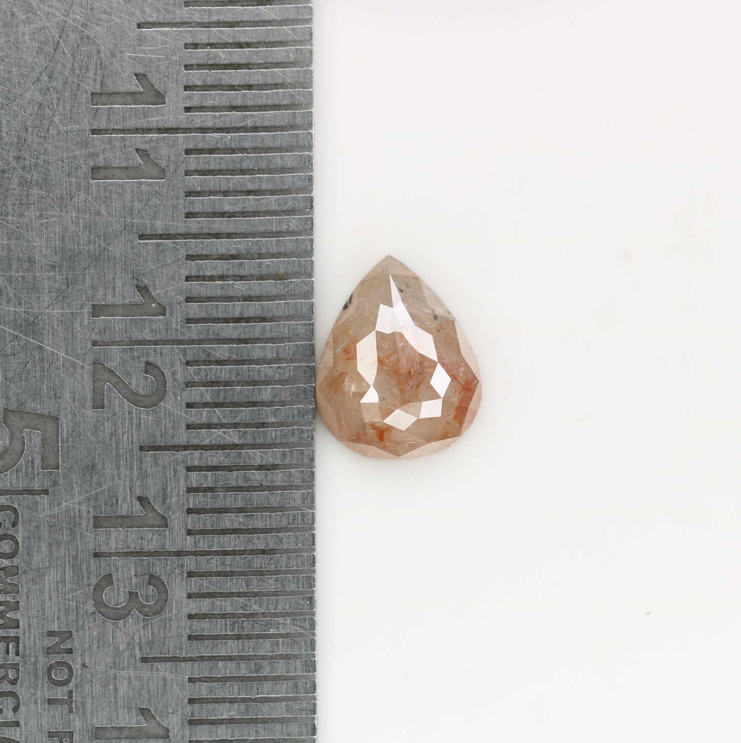 1.90 CT Natural Peach Color Galaxy Pear Shape Salt And Pepper Diamond For Her - JayKrishna Diamond