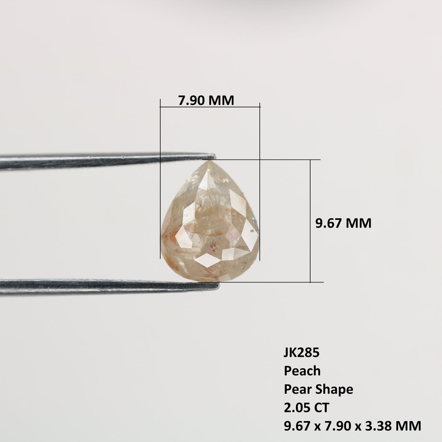 2.05 CT Natural Peach Color Galaxy Pear Shape Salt And Pepper Diamond For Her - JayKrishna Diamond