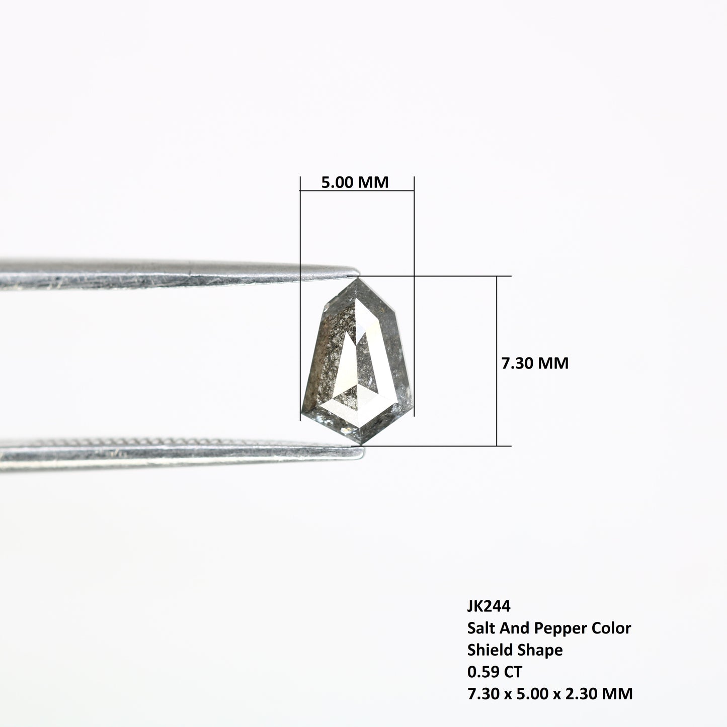 0.59 Carat Shield-Shaped Salt and Pepper Diamond – Striking Loose Gem for Celestial Galaxy Rings - JayKrishna Diamond