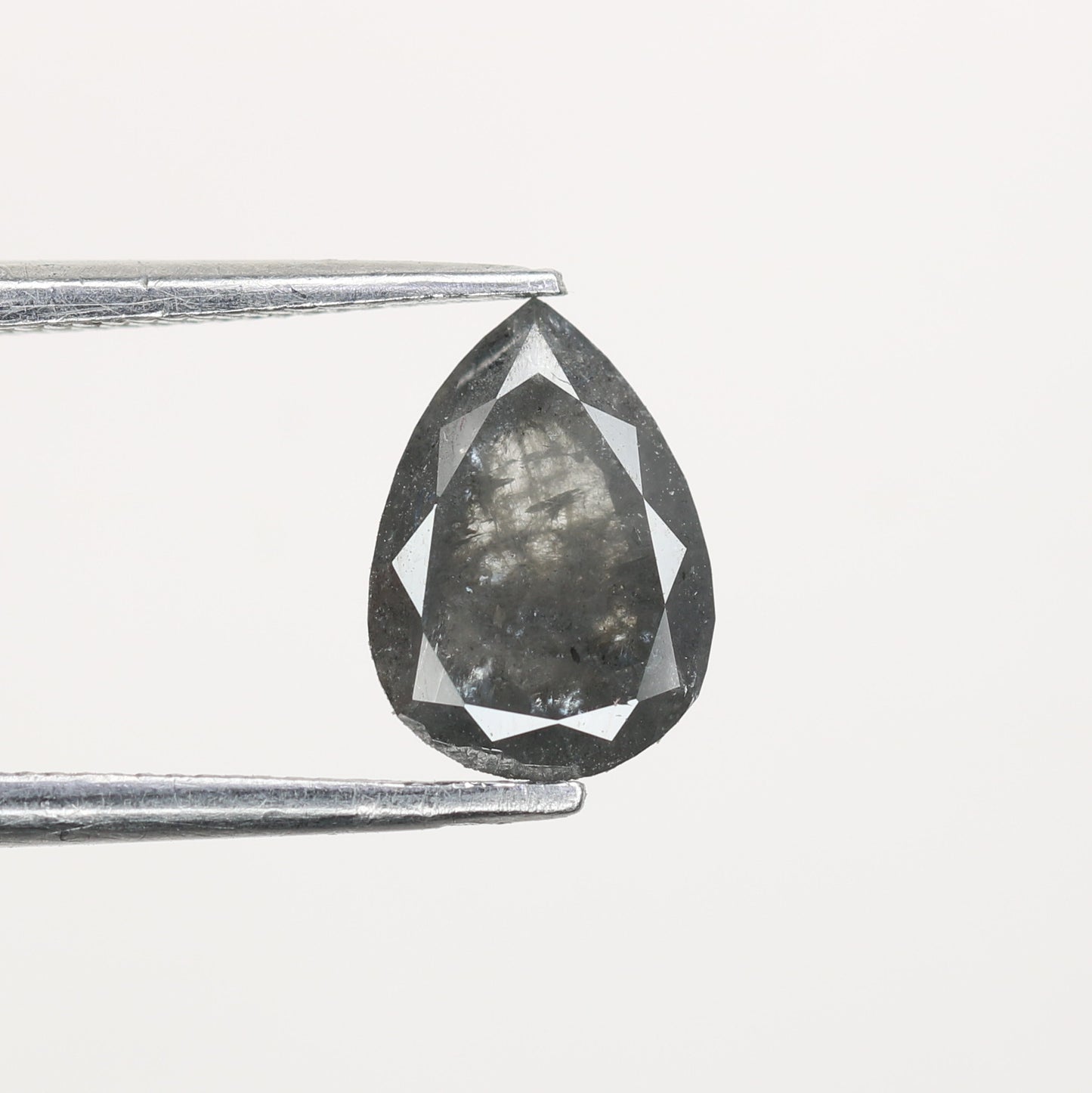 1.15 CT Natural Grey Galaxy Pear Shape Salt And Pepper Diamond For Her - JayKrishna Diamond