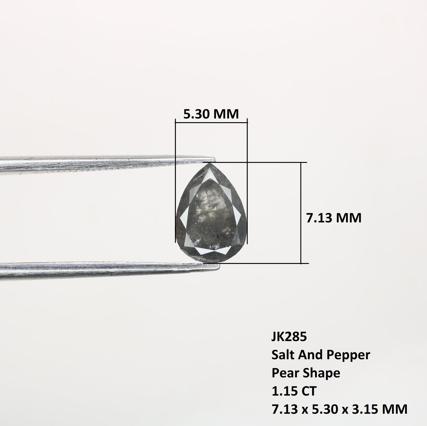 1.15 CT Natural Grey Galaxy Pear Shape Salt And Pepper Diamond For Her - JayKrishna Diamond