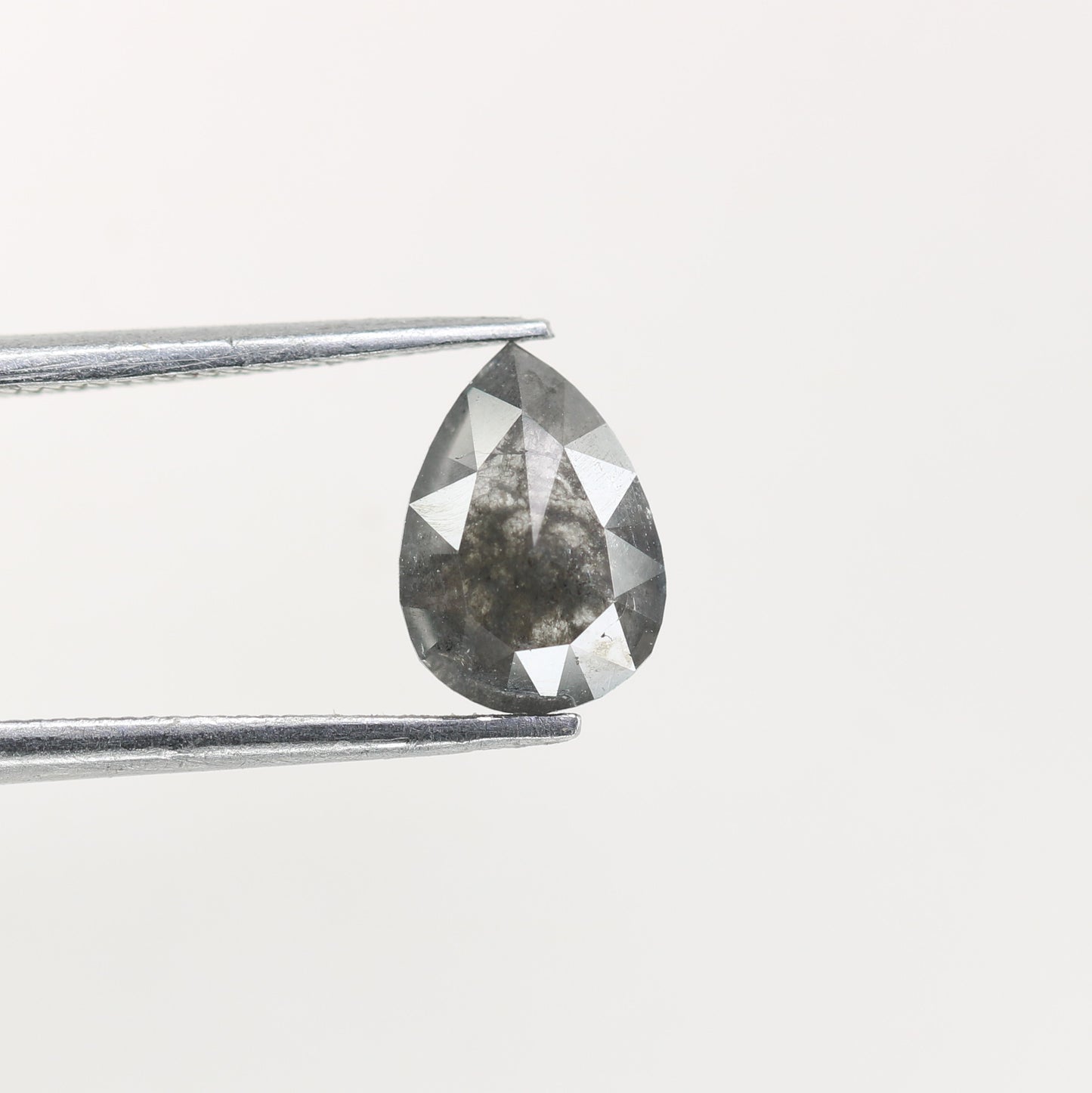 1.15 CT Natural Grey Galaxy Pear Shape Salt And Pepper Diamond For Her - JayKrishna Diamond