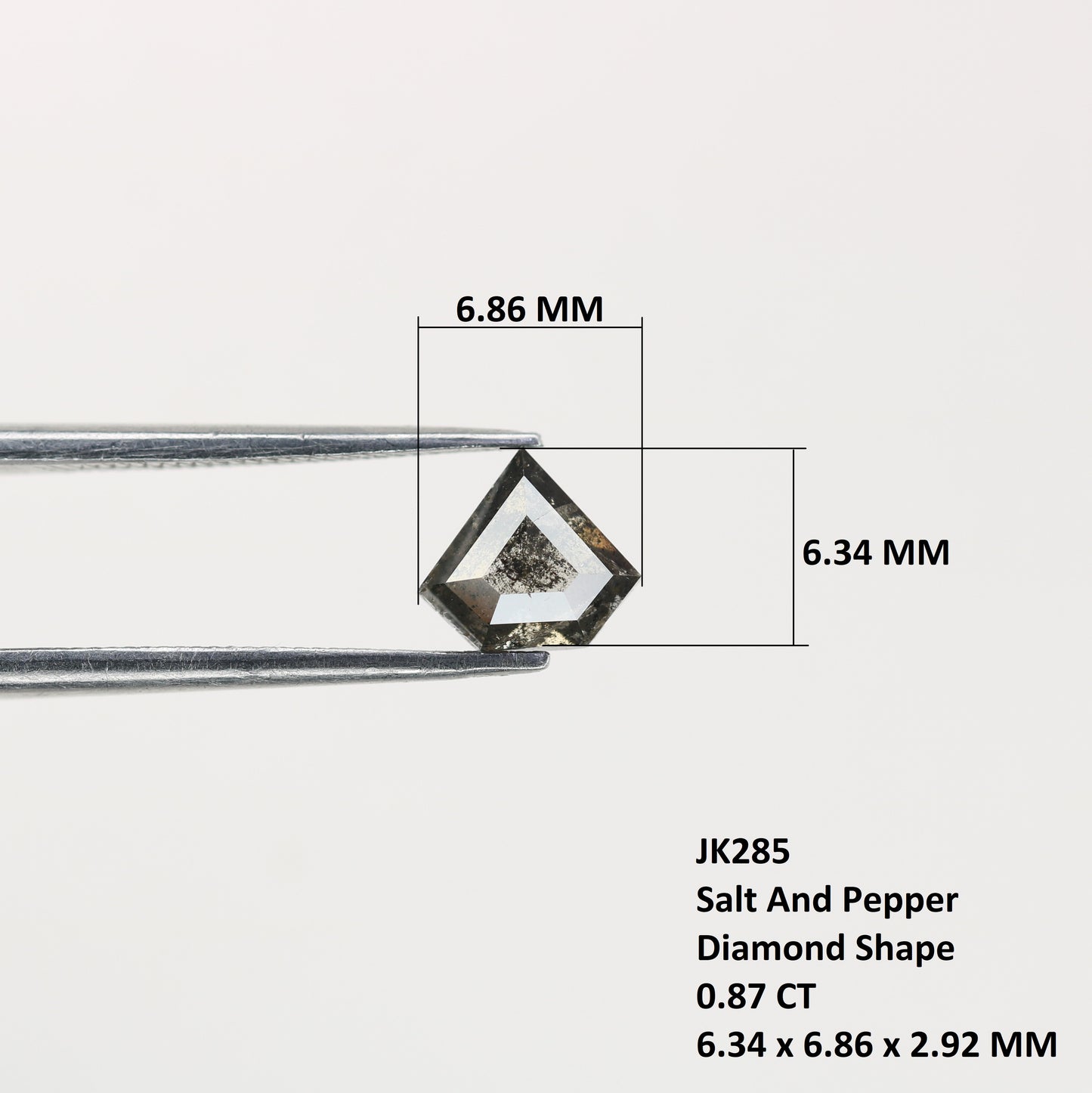 0.87 CT Natural Grey Galaxy Geometric Diamond Shape Salt And Pepper Diamond - JayKrishna Diamond