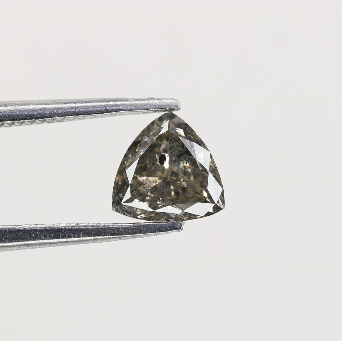 0.66 CT Natural Grey Galaxy Trillion Shape Salt and Pepper Diamond for Her - Unique Gemstone for Custom Jewelry Designs - JayKrishna Diamond