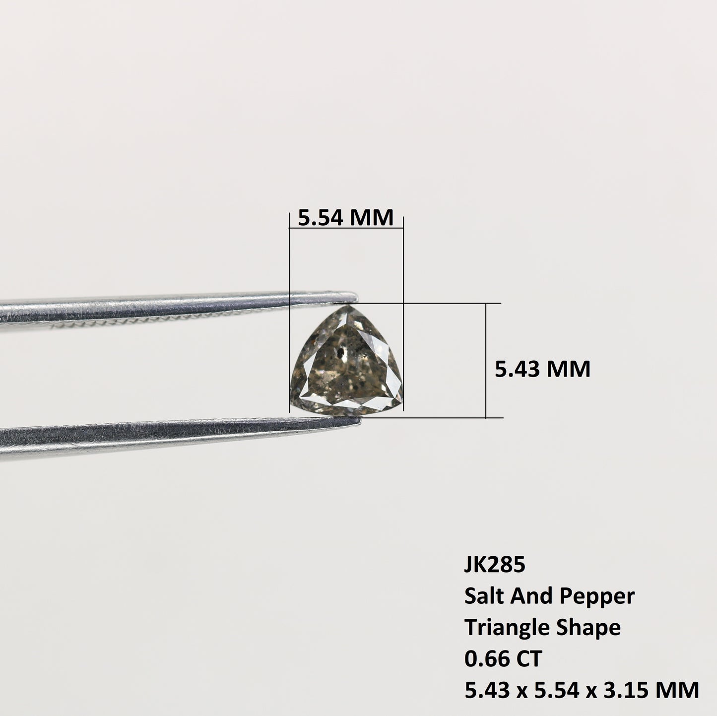 0.66 CT Natural Grey Galaxy Trillion Shape Salt and Pepper Diamond for Her - Unique Gemstone for Custom Jewelry Designs - JayKrishna Diamond