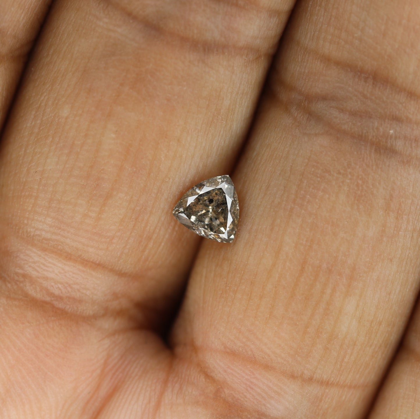 0.66 CT Natural Grey Galaxy Trillion Shape Salt and Pepper Diamond for Her - Unique Gemstone for Custom Jewelry Designs - JayKrishna Diamond