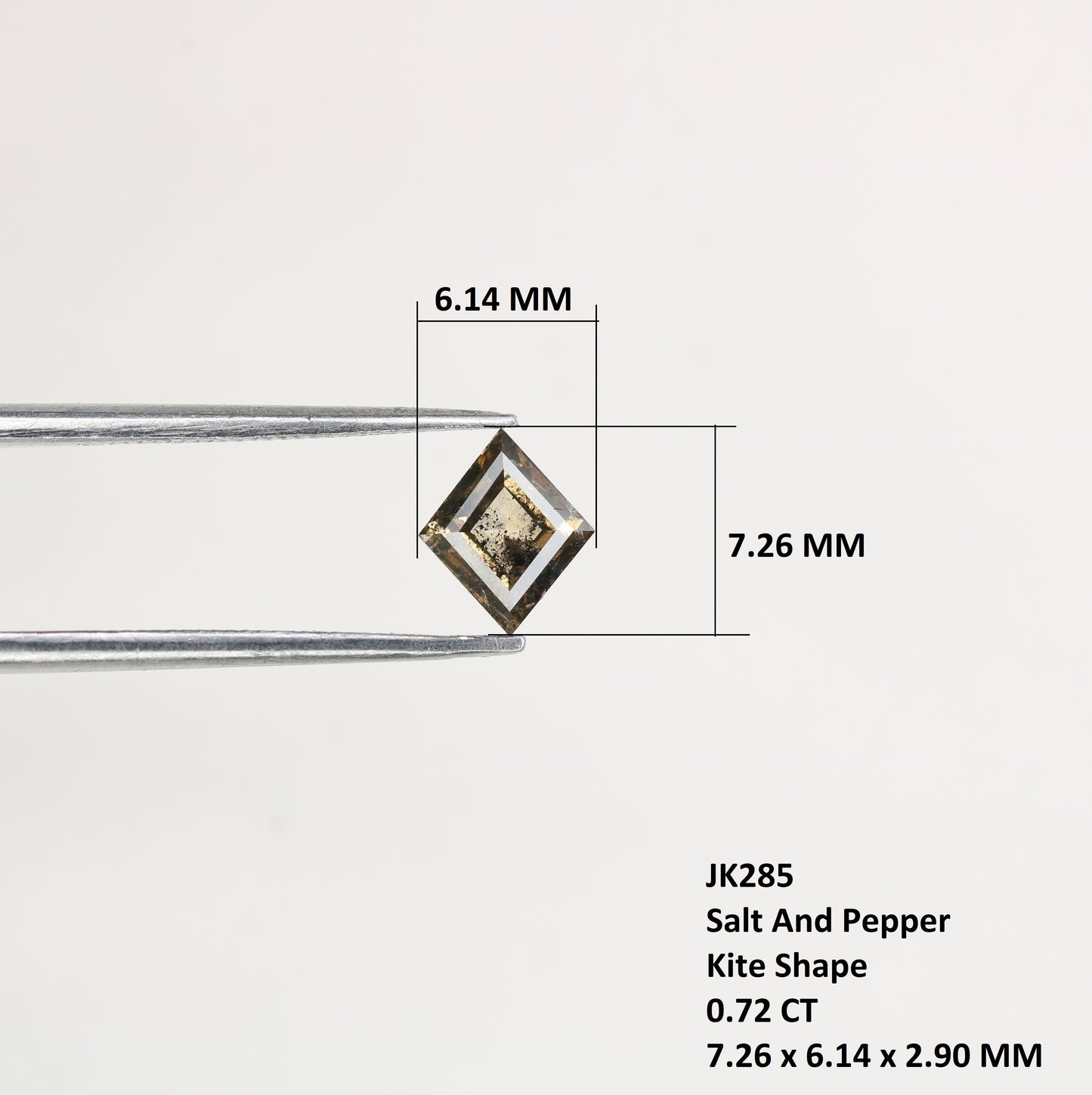 0.72 CT Natural Grey Galaxy Kite Shape Salt And Pepper Diamond For Her - JayKrishna Diamond
