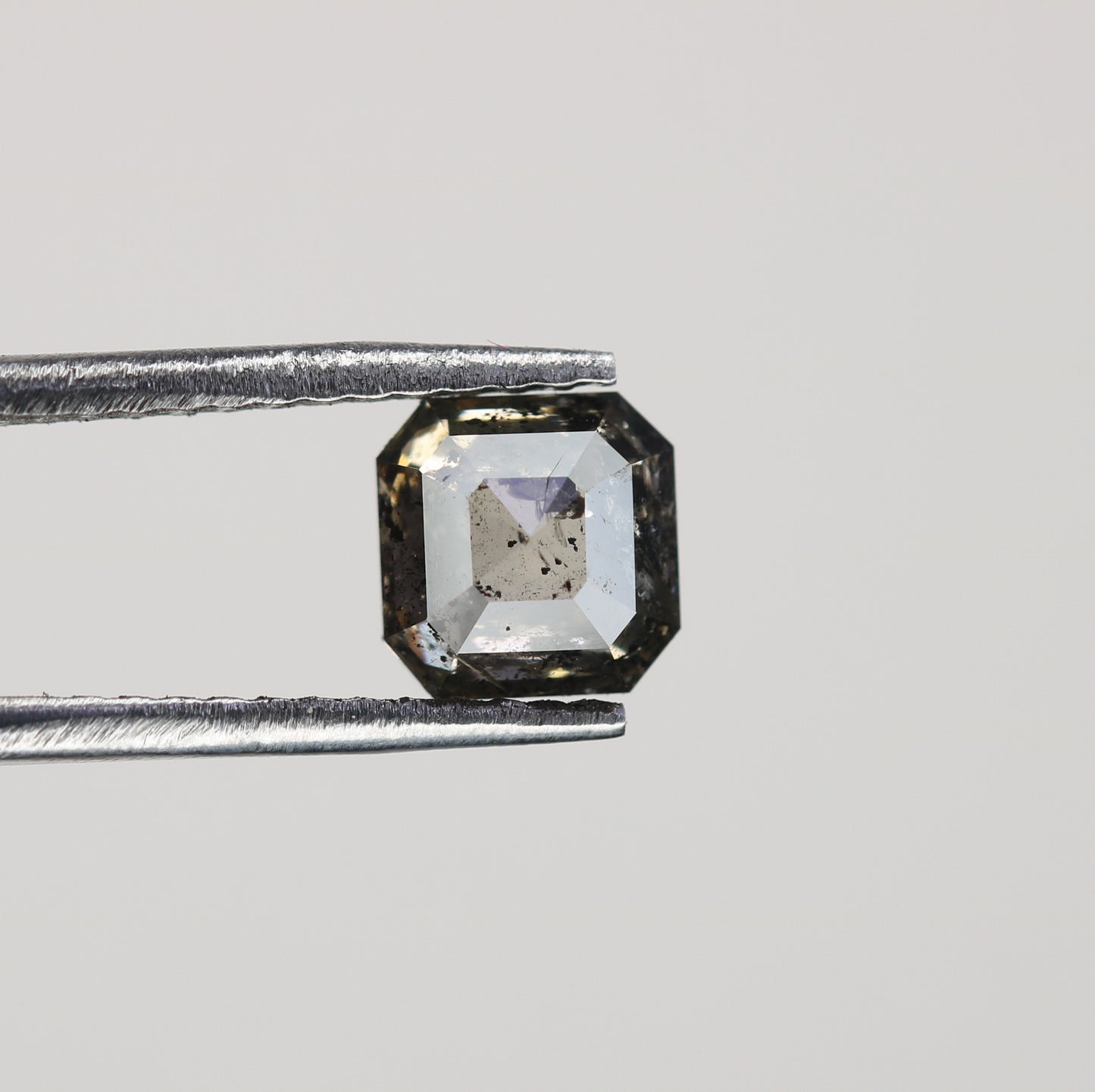 0.76 CT Natural Grey Galaxy Asscher Shape Salt And Pepper Diamond For Her - JayKrishna Diamond