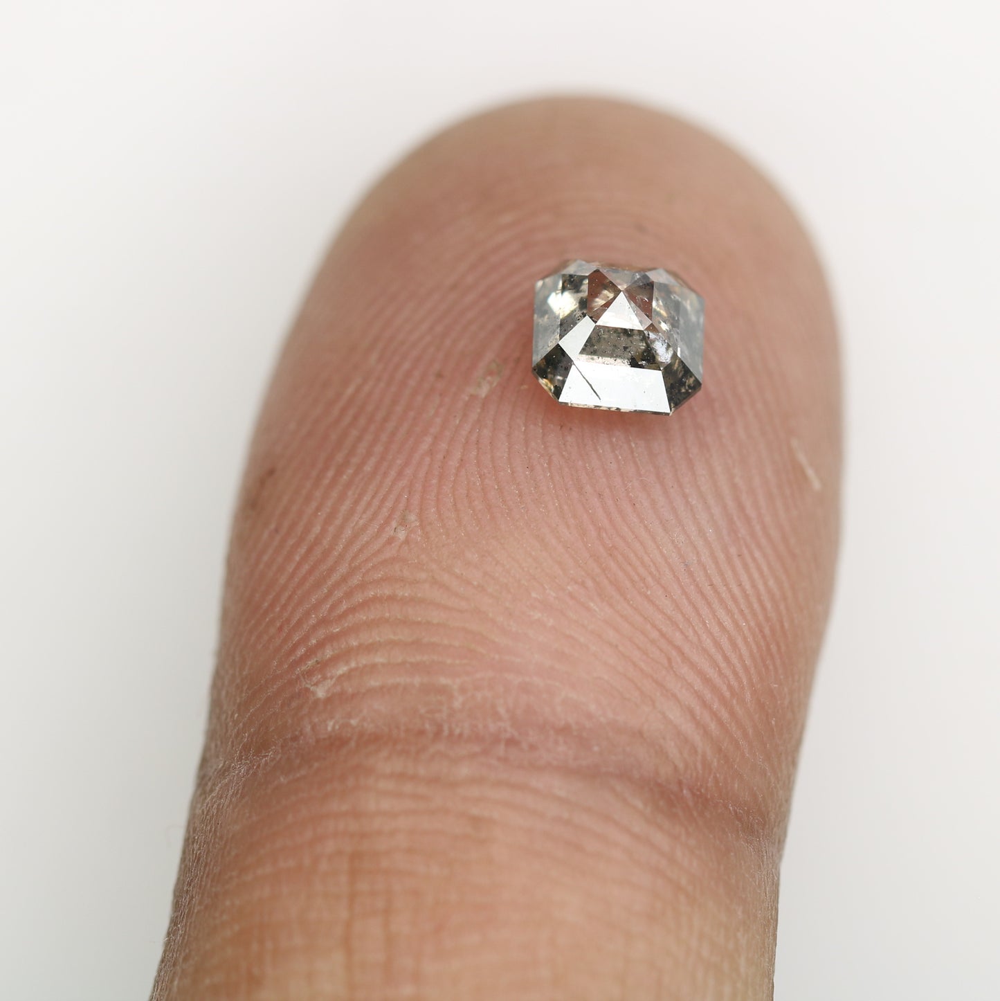 0.76 CT Natural Grey Galaxy Asscher Shape Salt And Pepper Diamond For Her - JayKrishna Diamond