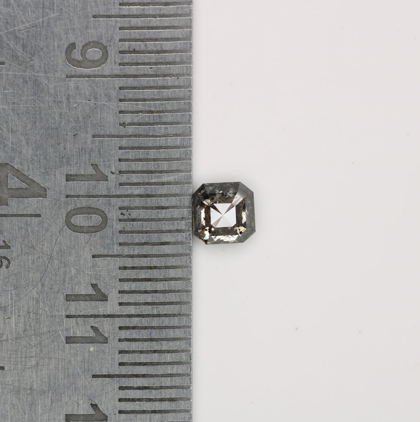0.76 CT Natural Grey Galaxy Asscher Shape Salt And Pepper Diamond For Her - JayKrishna Diamond