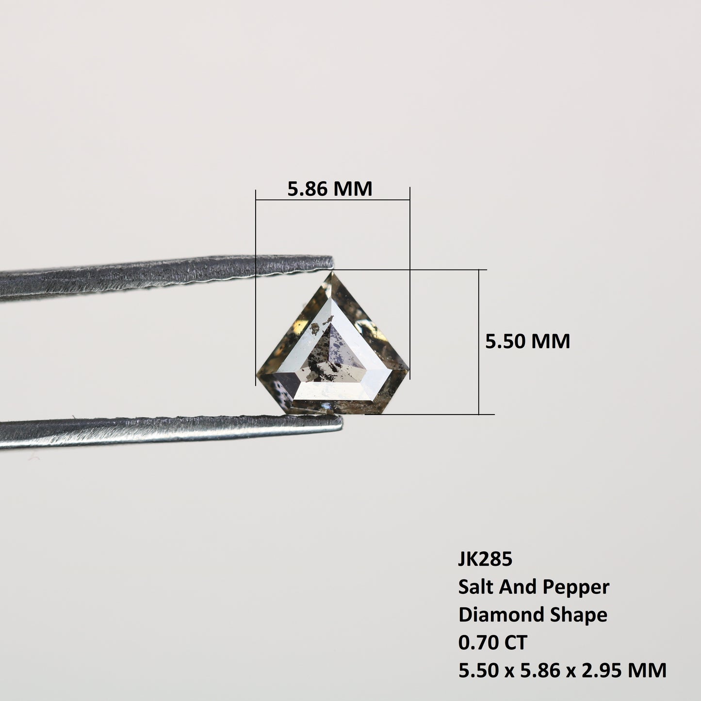 0.70 CT Natural Grey Galaxy Geometric Diamond Shape Salt And Pepper Diamond For Her - JayKrishna Diamond