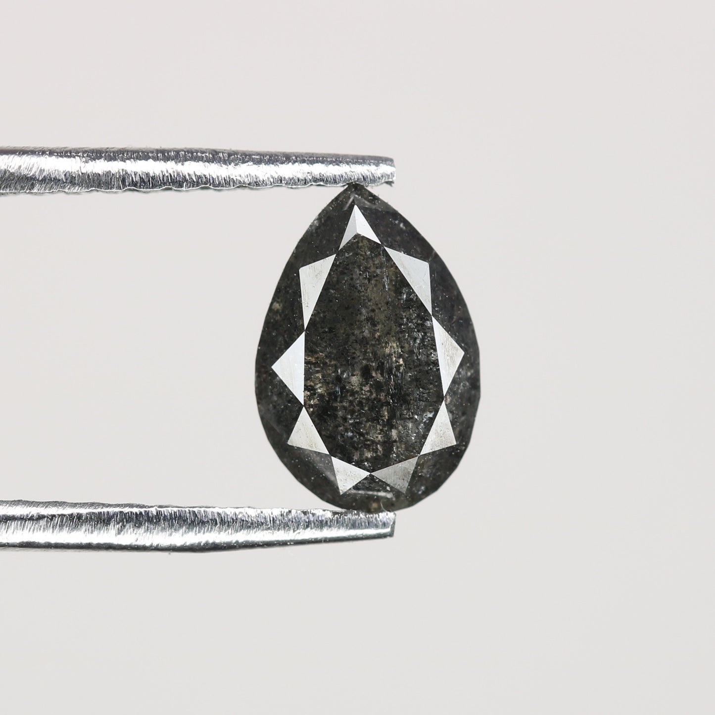 0.92 CT Natural Grey Galaxy Pear Shape Salt And Pepper Diamond For Her - JayKrishna Diamond