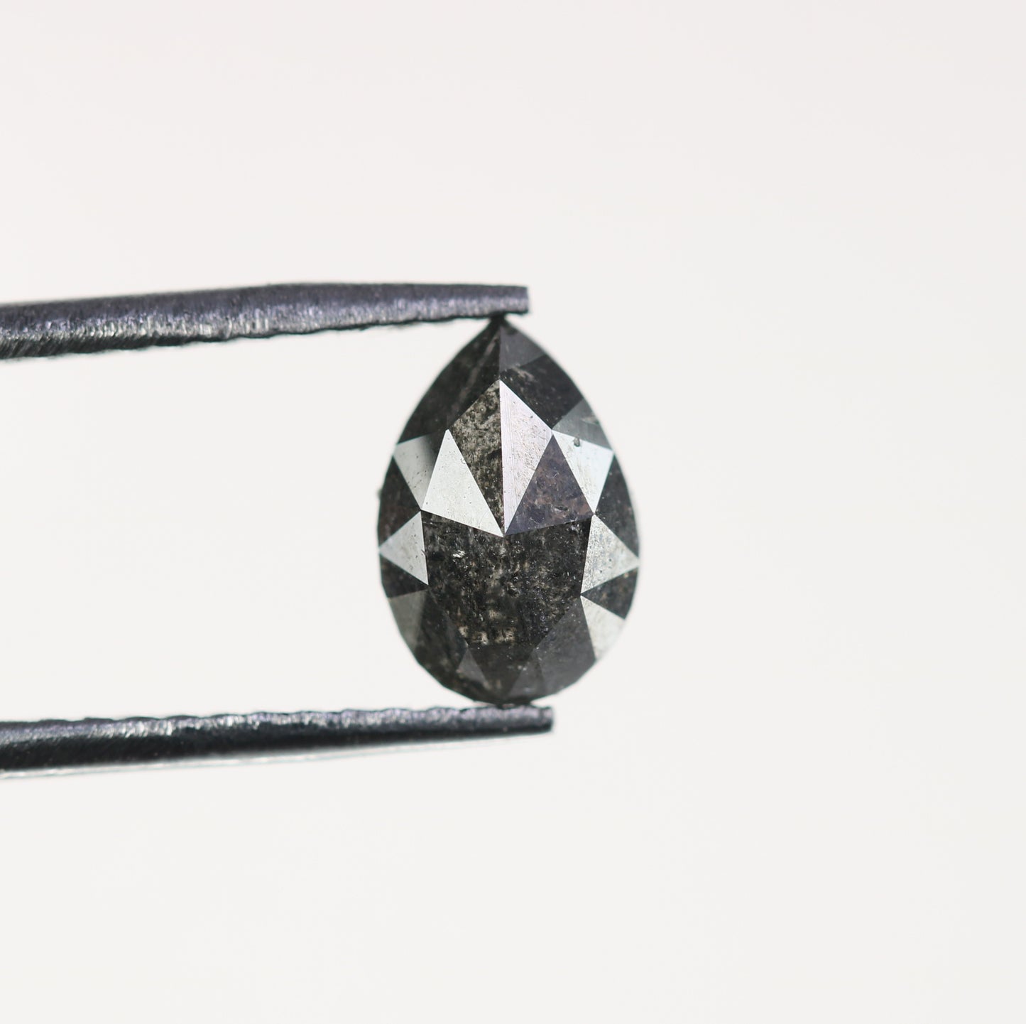 0.92 CT Natural Grey Galaxy Pear Shape Salt And Pepper Diamond For Her - JayKrishna Diamond