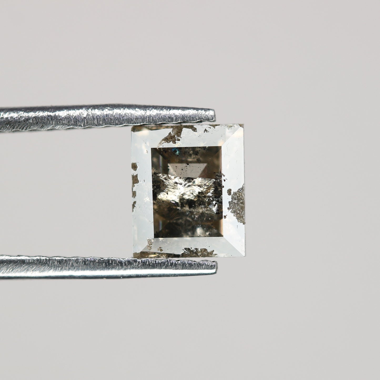 1 CT Natural Grey Galaxy Geometric Square Shape Salt And Pepper Diamond For Her - JayKrishna Diamond