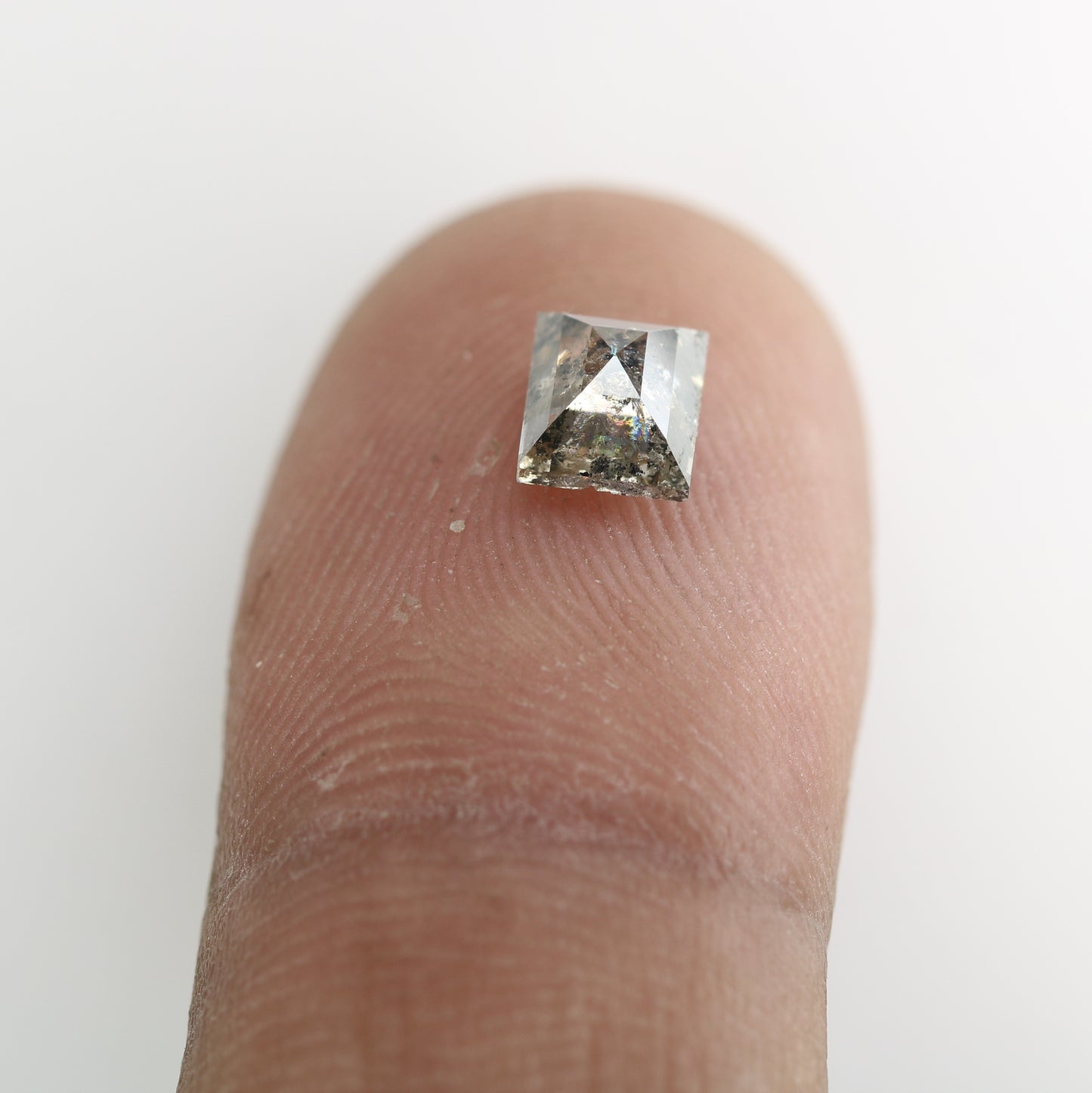 1 CT Natural Grey Galaxy Geometric Square Shape Salt And Pepper Diamond For Her - JayKrishna Diamond