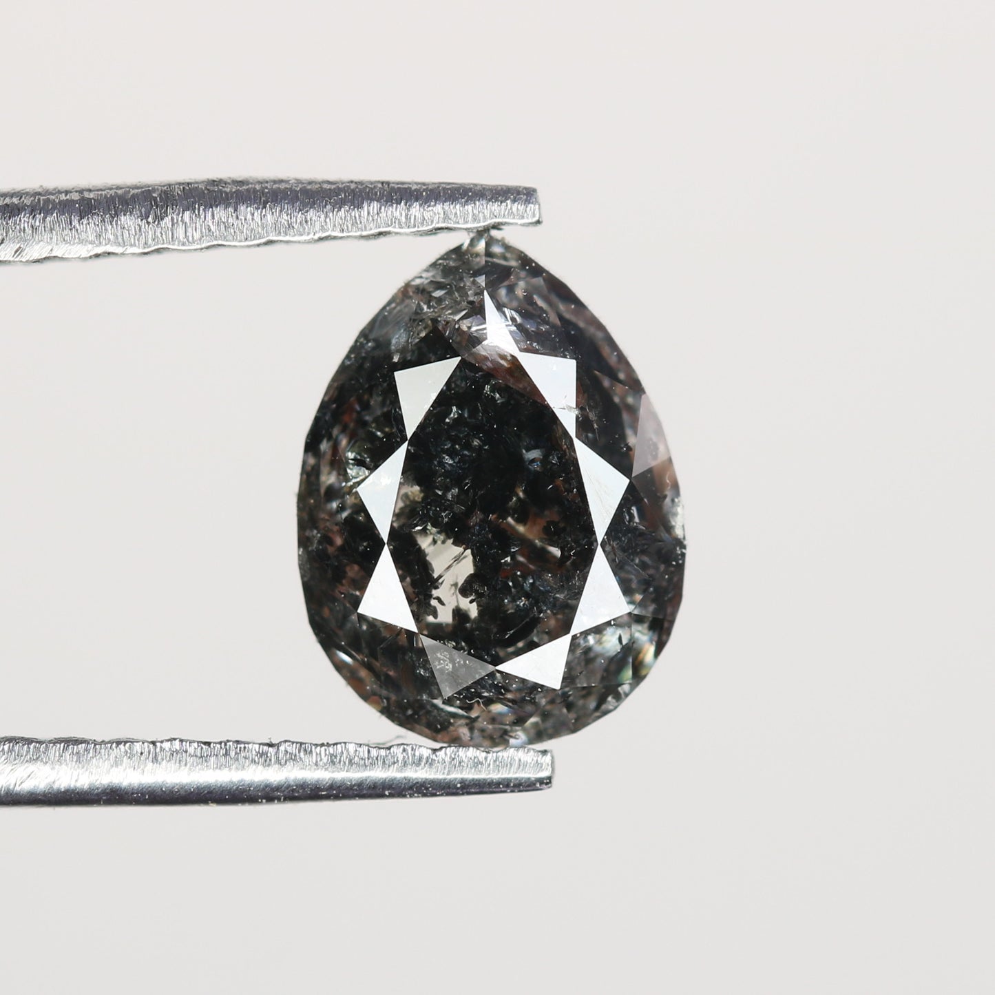 1.15 CT Natural Grey Galaxy Pear Shape Salt And Pepper Diamond For Her - JayKrishna Diamond