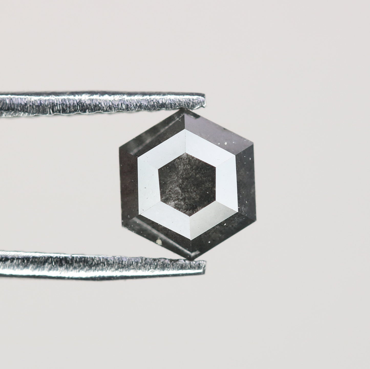0.77 CT Natural Grey Galaxy Hexagon Shape Salt And Pepper Diamond For Her - JayKrishna Diamond