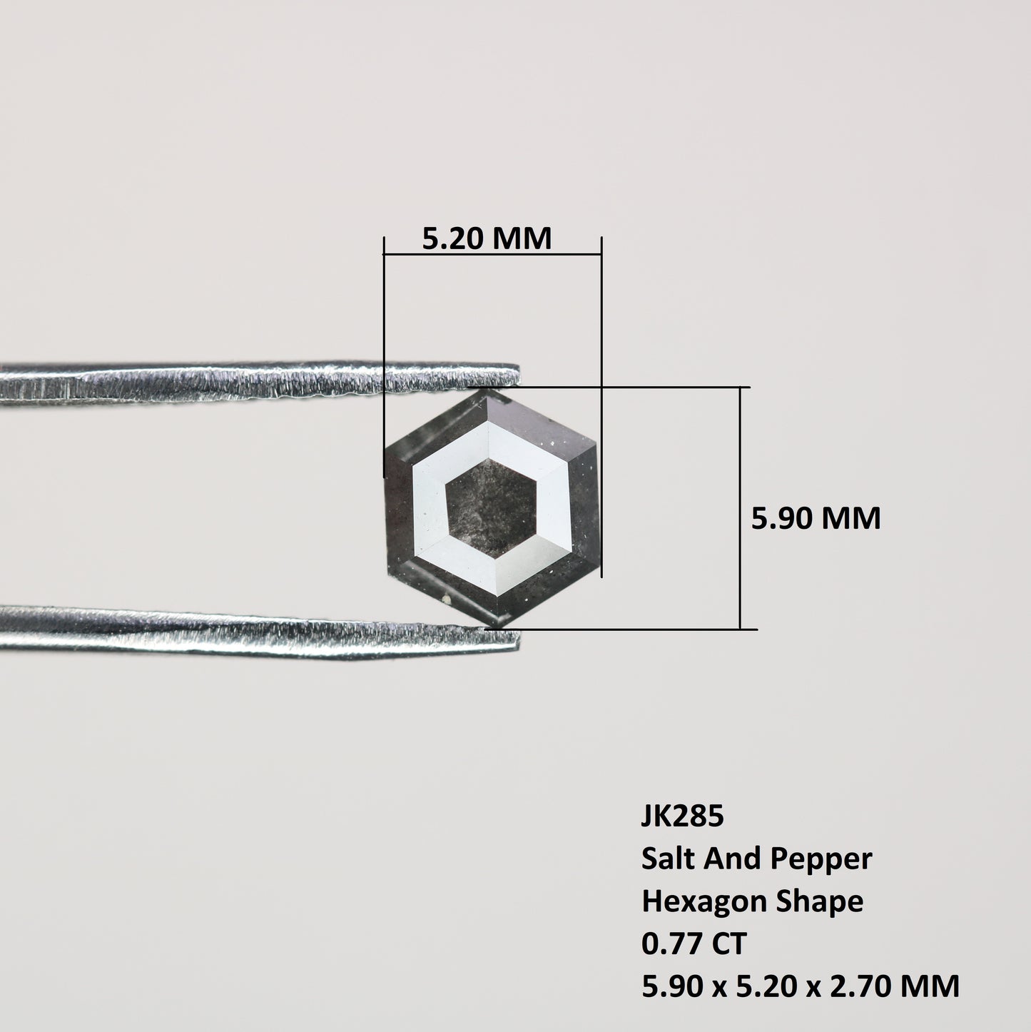 0.77 CT Natural Grey Galaxy Hexagon Shape Salt And Pepper Diamond For Her - JayKrishna Diamond
