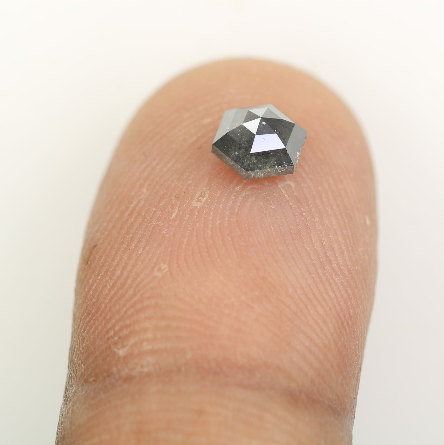 0.77 CT Natural Grey Galaxy Hexagon Shape Salt And Pepper Diamond For Her - JayKrishna Diamond