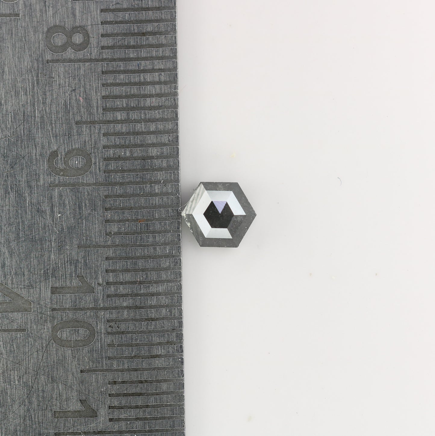 0.77 CT Natural Grey Galaxy Hexagon Shape Salt And Pepper Diamond For Her - JayKrishna Diamond