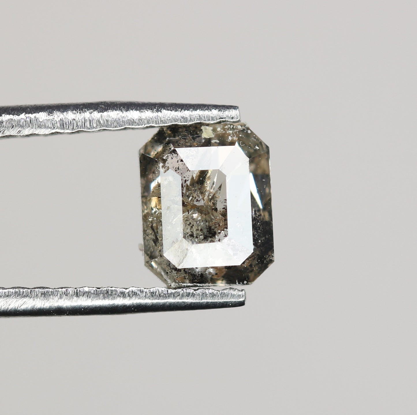 0.73 CT Natural Grey Galaxy Emerald Shape Salt And Pepper Diamond For Her - JayKrishna Diamond