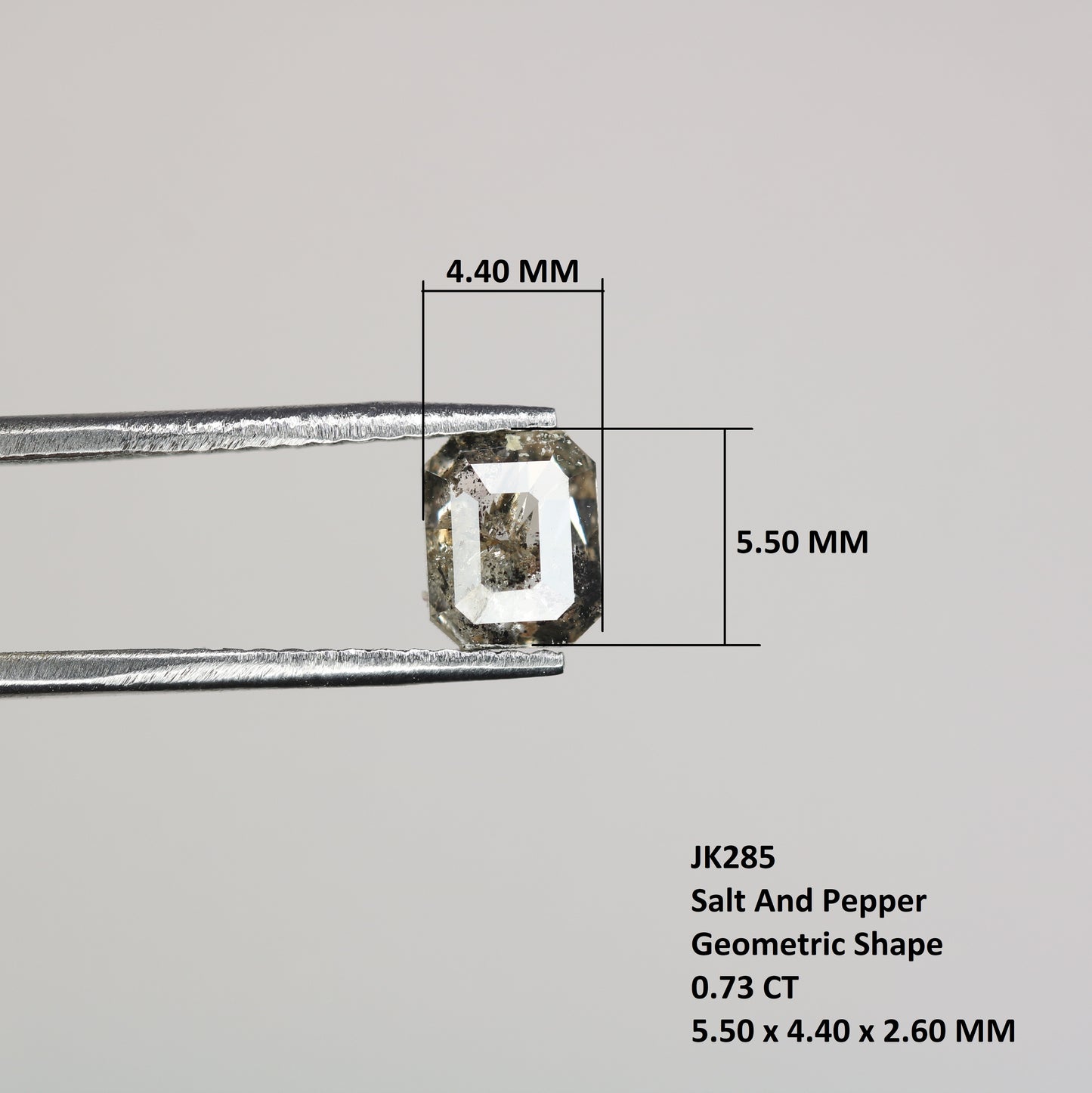 0.73 CT Natural Grey Galaxy Emerald Shape Salt And Pepper Diamond For Her - JayKrishna Diamond