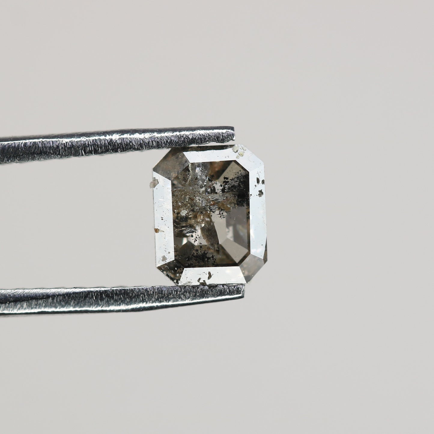 0.73 CT Natural Grey Galaxy Emerald Shape Salt And Pepper Diamond For Her - JayKrishna Diamond