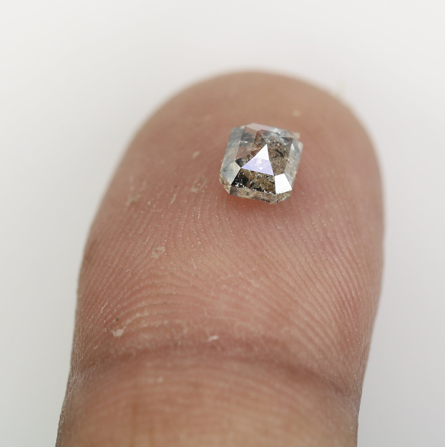 0.73 CT Natural Grey Galaxy Emerald Shape Salt And Pepper Diamond For Her - JayKrishna Diamond