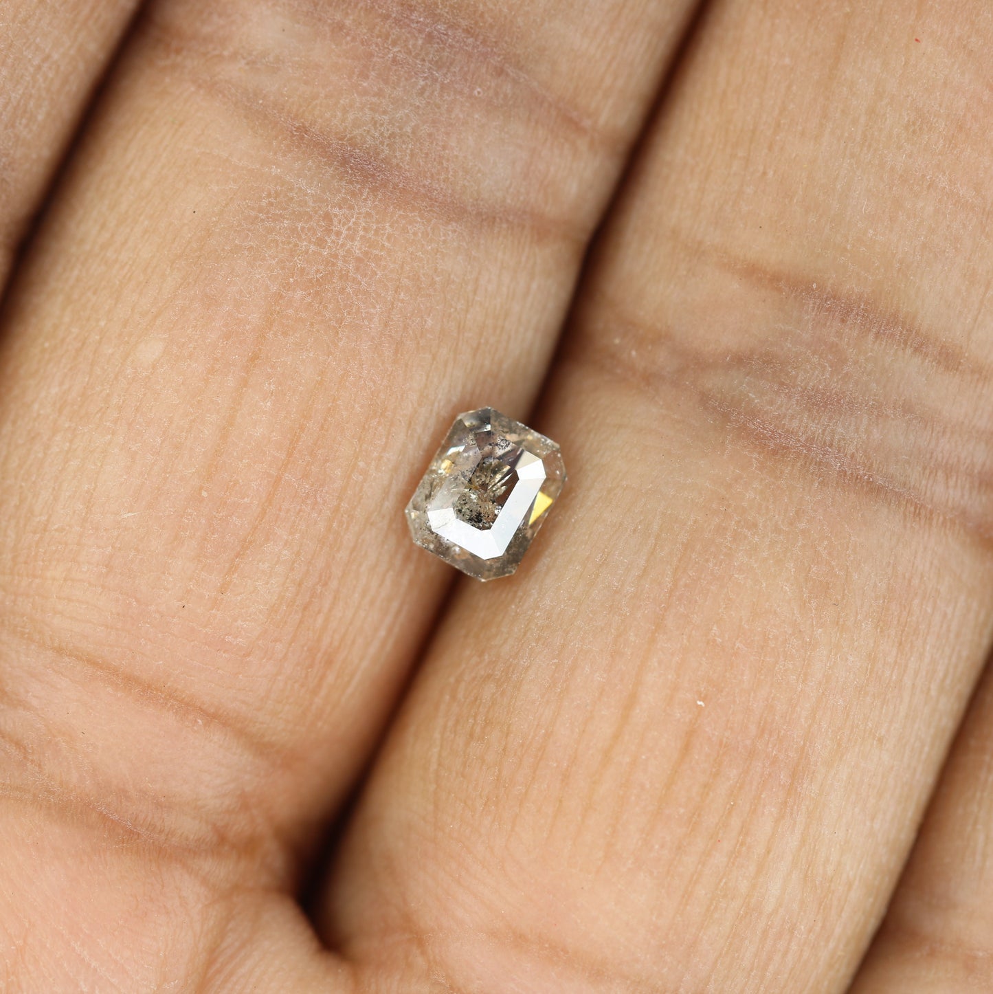 0.73 CT Natural Grey Galaxy Emerald Shape Salt And Pepper Diamond For Her - JayKrishna Diamond