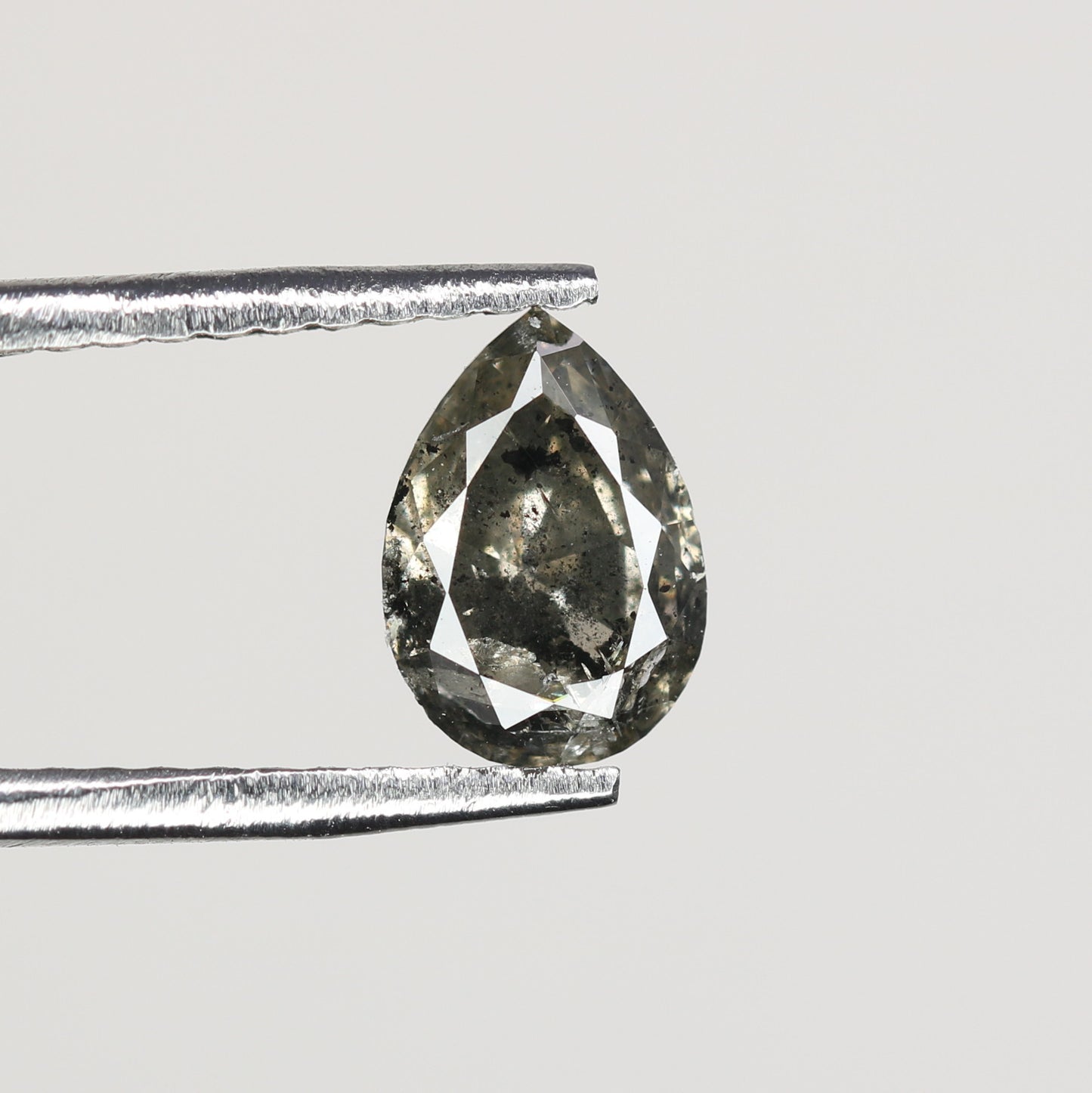 0.67 CT Natural Grey Galaxy Pear Shape Salt and Pepper Diamond for Her - Unique Gemstone for Custom Jewelry Designs - JayKrishna Diamond