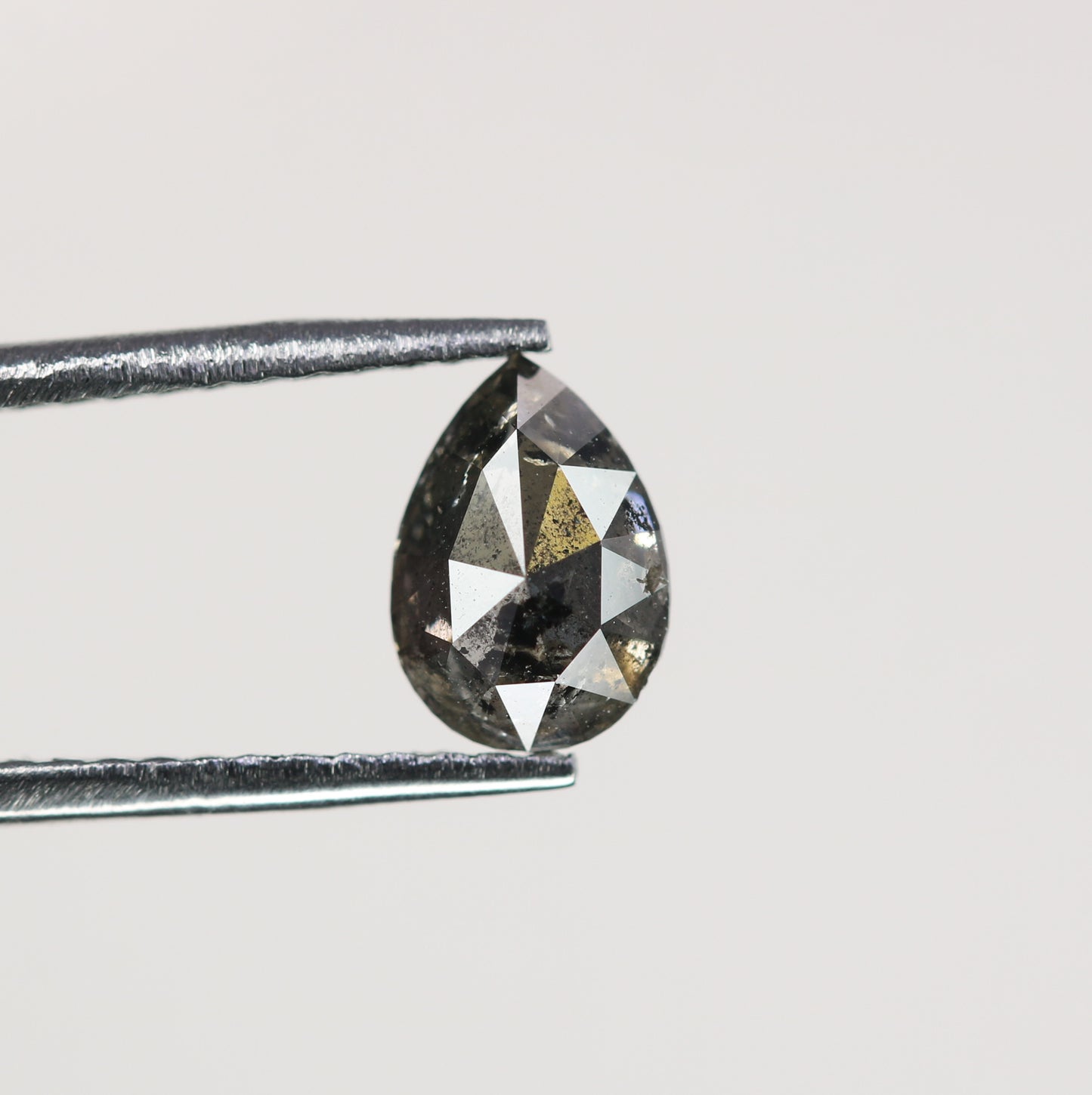 0.67 CT Natural Grey Galaxy Pear Shape Salt and Pepper Diamond for Her - Unique Gemstone for Custom Jewelry Designs - JayKrishna Diamond