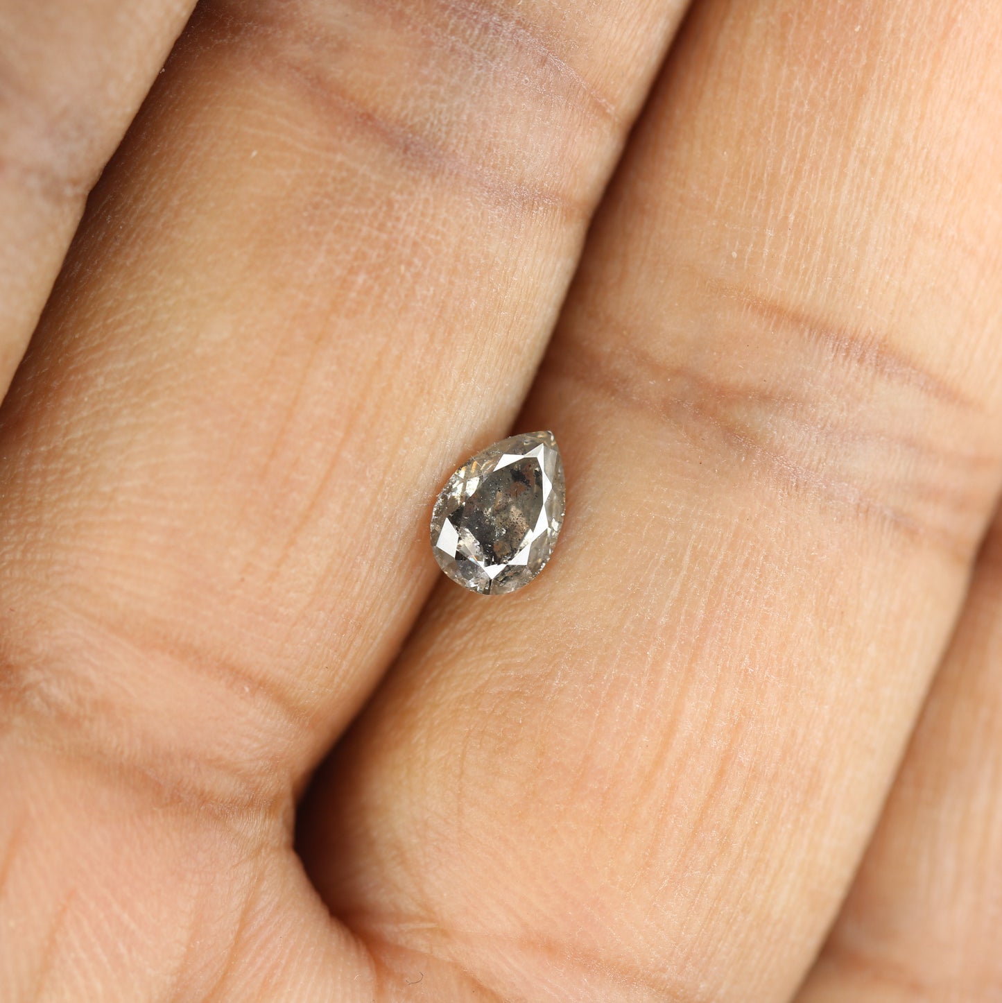 0.67 CT Natural Grey Galaxy Pear Shape Salt and Pepper Diamond for Her - Unique Gemstone for Custom Jewelry Designs - JayKrishna Diamond
