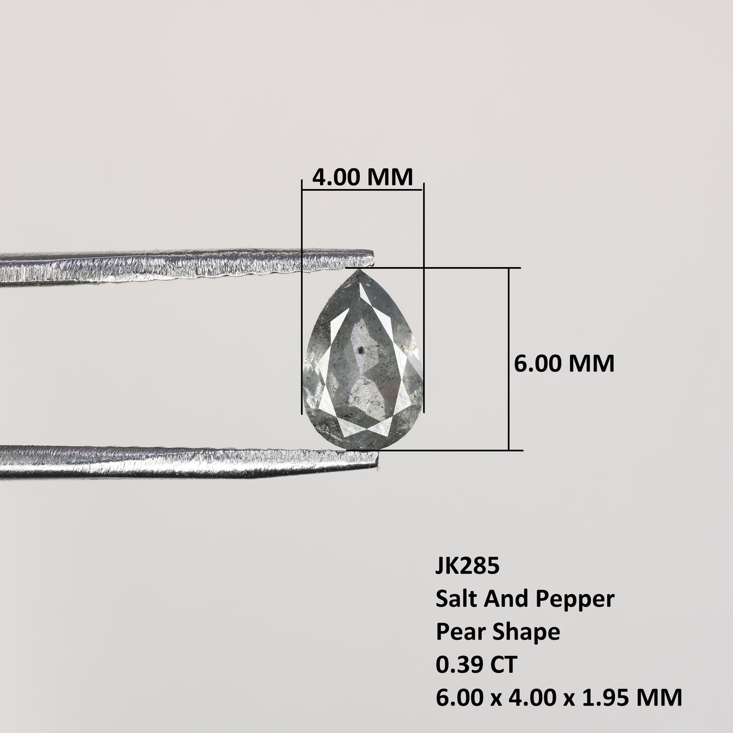 0.39 CT Natural Grey Galaxy Pear Shape Salt and Pepper Diamond for Custom Engagement Rings, Unique Fine Jewelry & Elegant Gifts for Her - JayKrishna Diamond