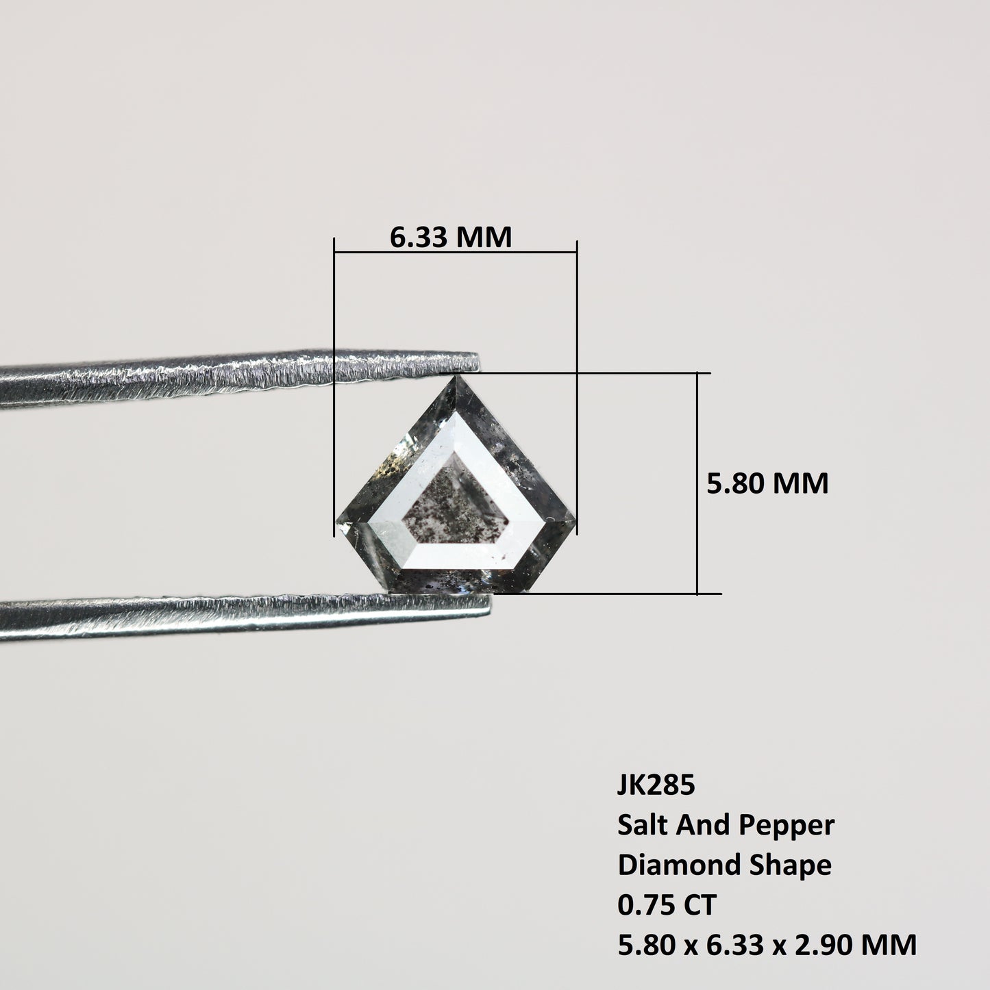 0.75 CT Natural Grey Galaxy Geometric Diamond Shape Salt And Pepper Diamond For Her - JayKrishna Diamond