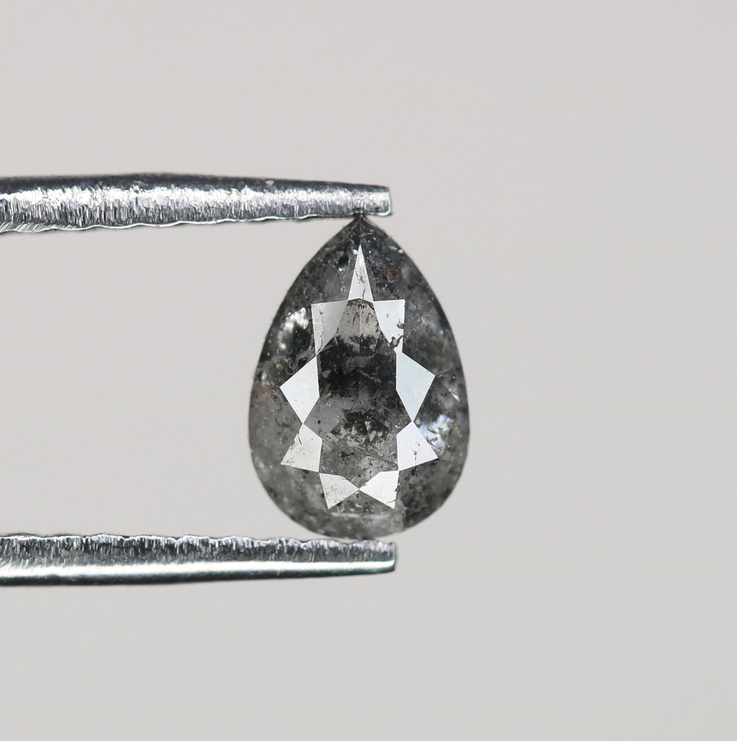 0.44 CT Natural Grey Galaxy Pear Shape Salt and Pepper Diamond for Her and Custom Jewelry Design - JayKrishna Diamond