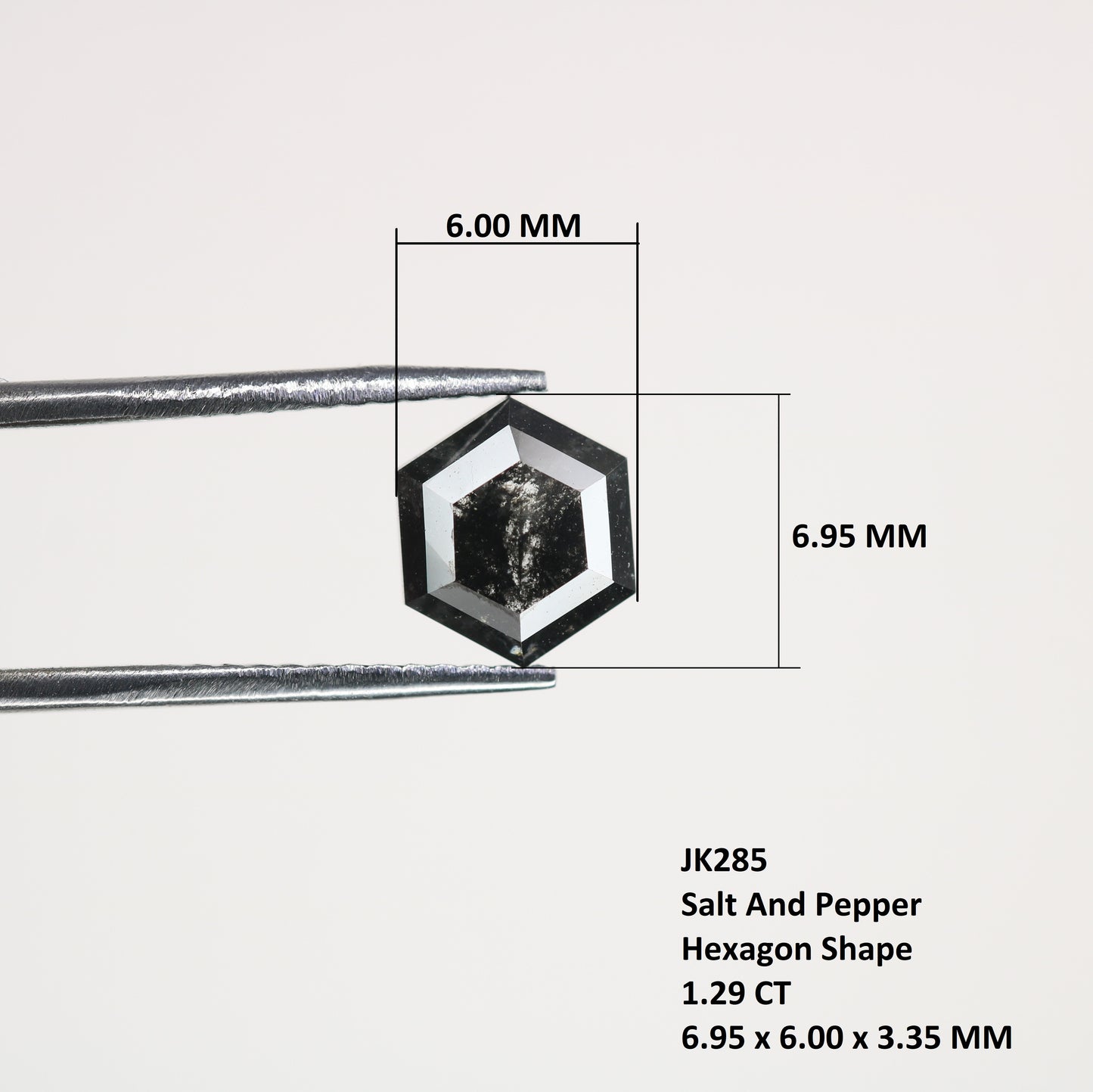 1.29 CT Natural Grey Galaxy Hexagon Shape Salt And Pepper Diamond For Her - JayKrishna Diamond