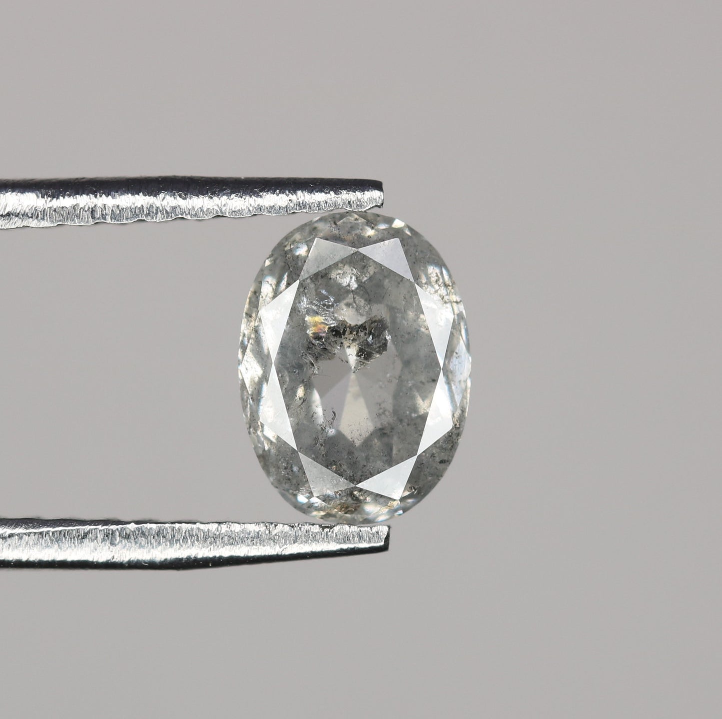 0.68 CT Natural Grey Galaxy Oval Shape Salt And Pepper Diamond For Her - JayKrishna Diamond