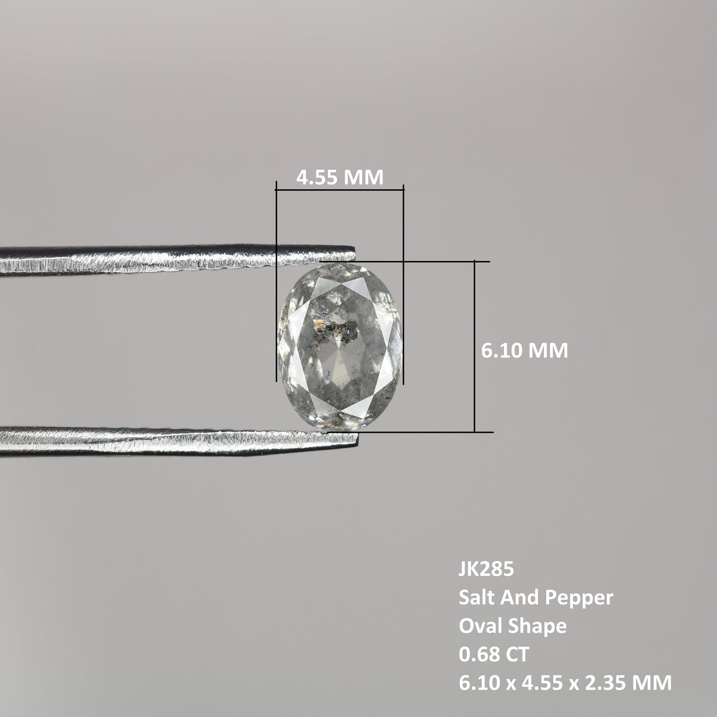 0.68 CT Natural Grey Galaxy Oval Shape Salt And Pepper Diamond For Her - JayKrishna Diamond