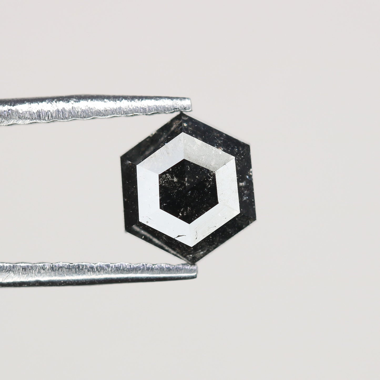 0.88 CT Natural Grey Galaxy Hexagon Shape Salt And Pepper Diamond For Her - JayKrishna Diamond