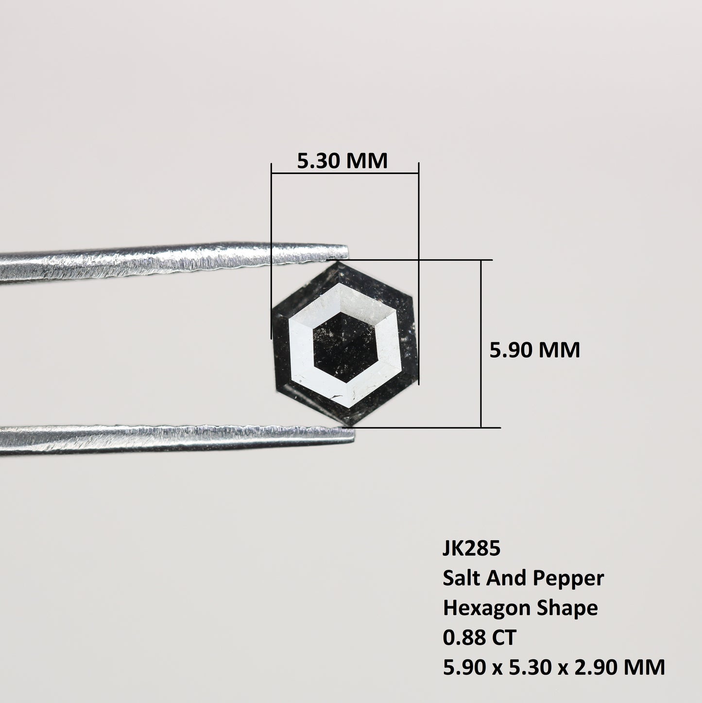 0.88 CT Natural Grey Galaxy Hexagon Shape Salt And Pepper Diamond For Her - JayKrishna Diamond